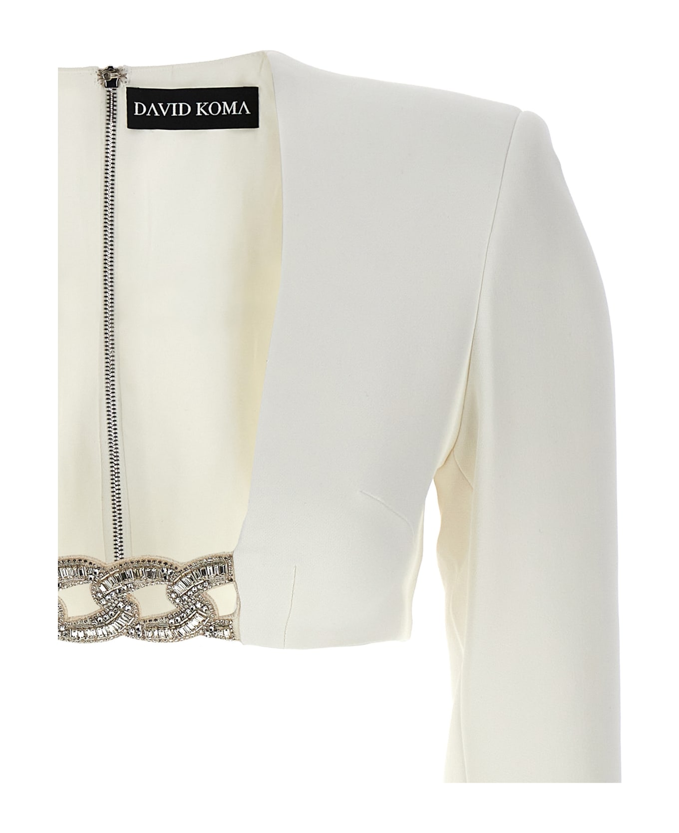 David Koma Top '3d Crystsal Chain And Square Neck' - White トップス