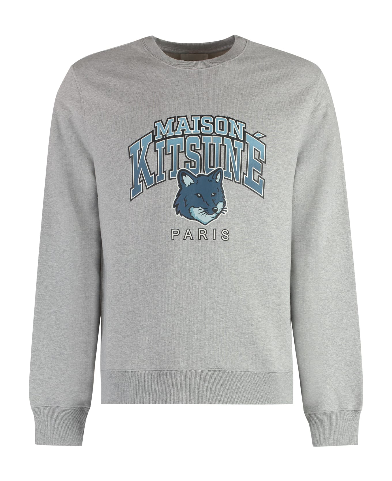Maison Kitsuné Campus Fox Printed Cotton Sweatshirt - grey