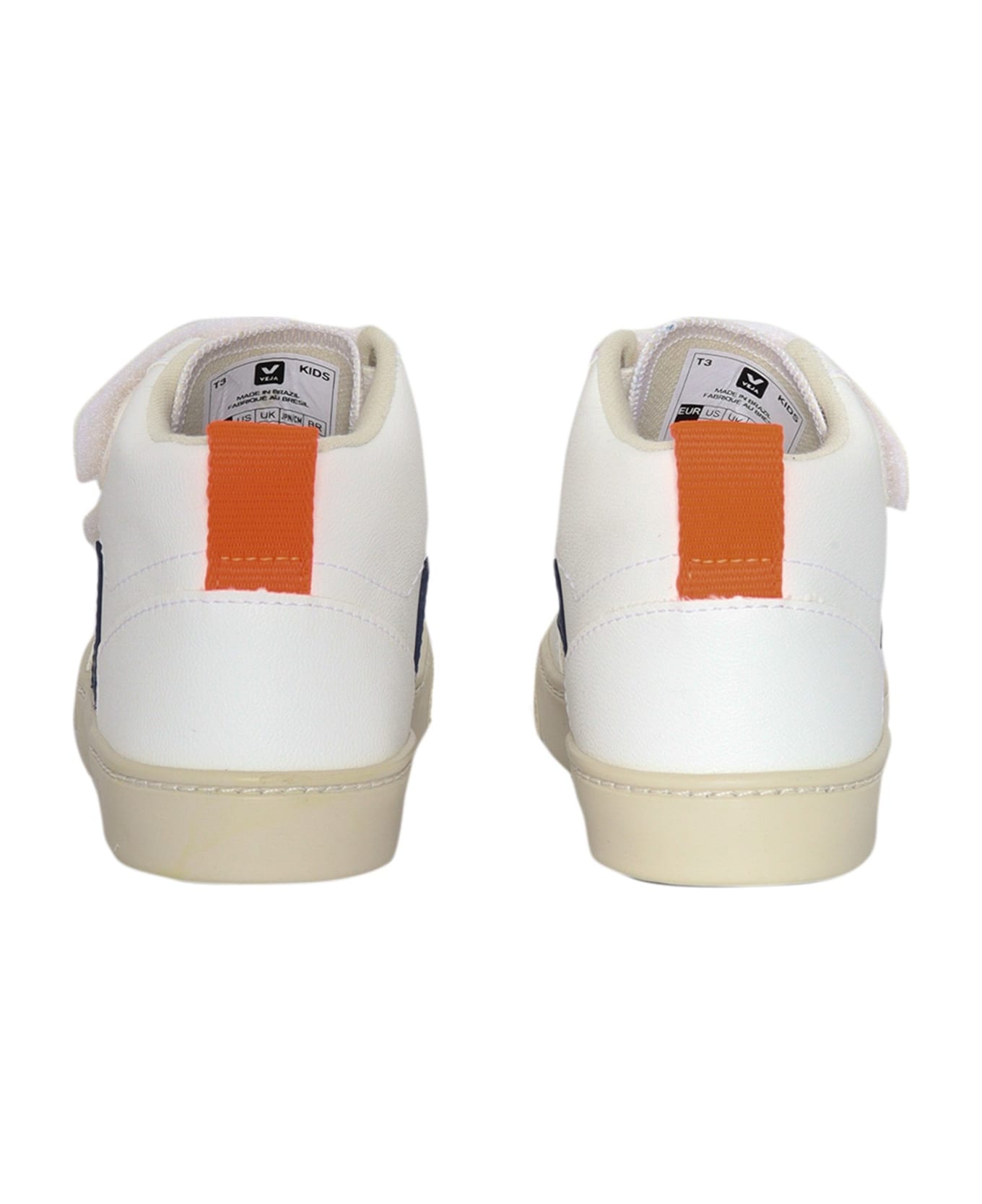 Veja Small V-10 Mid Cwl White_cobalte_orange-fluo Sneakers - WHITE