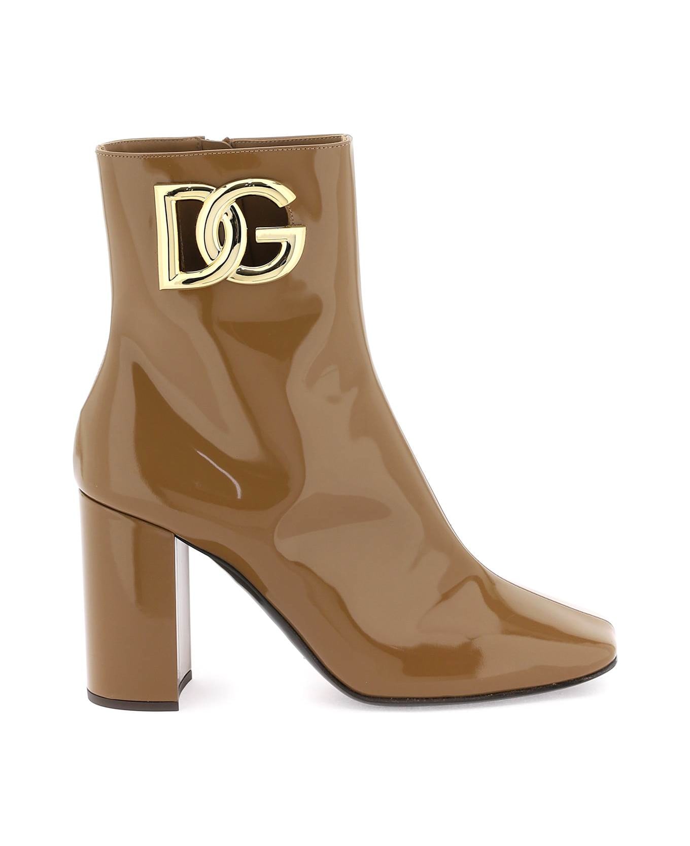 Dolce & Gabbana Dg Logo Ankle Boots - CARAMELLO (Brown)