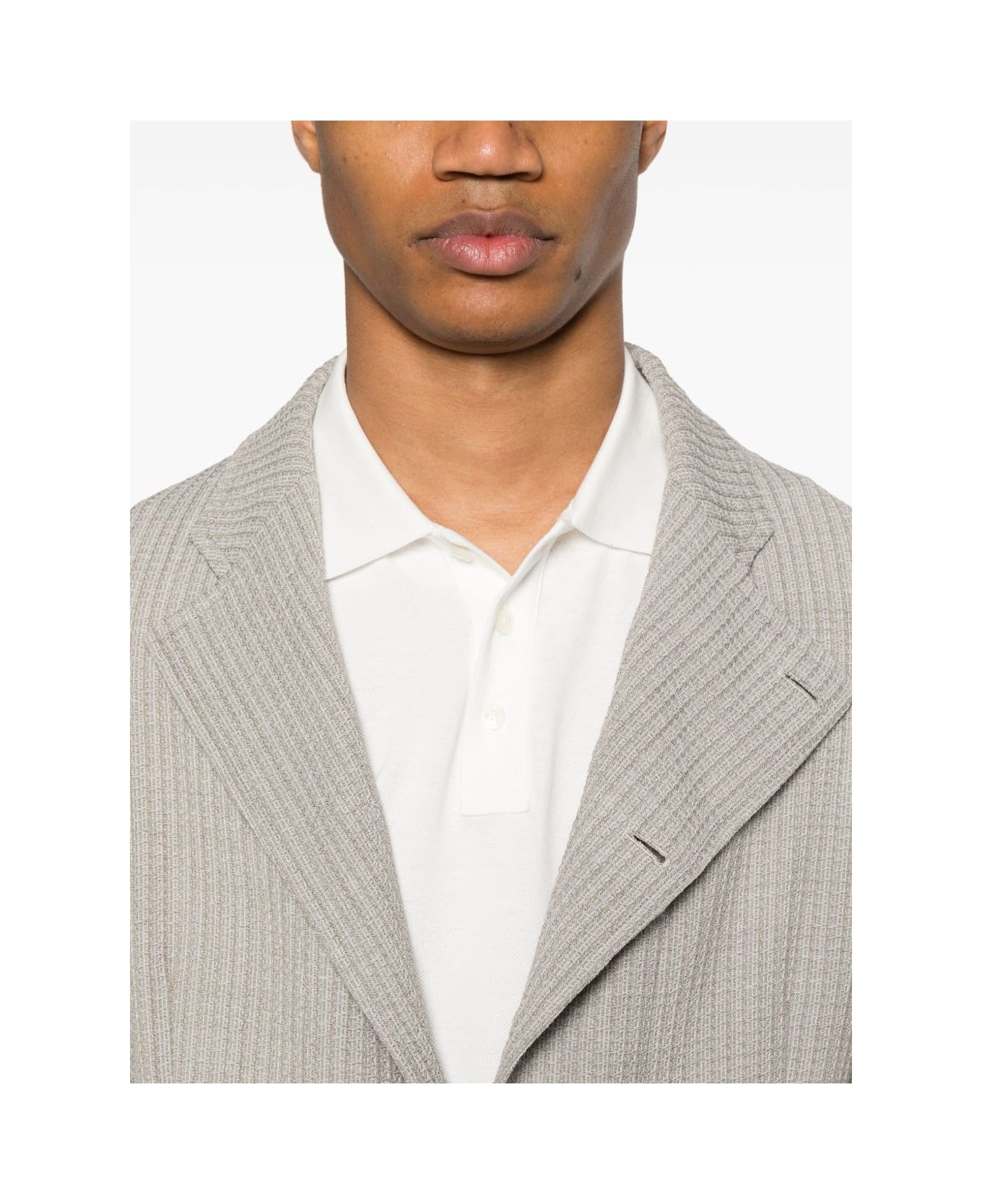 Emporio Armani Wool Single-breasted Blazer Jacket - Beige