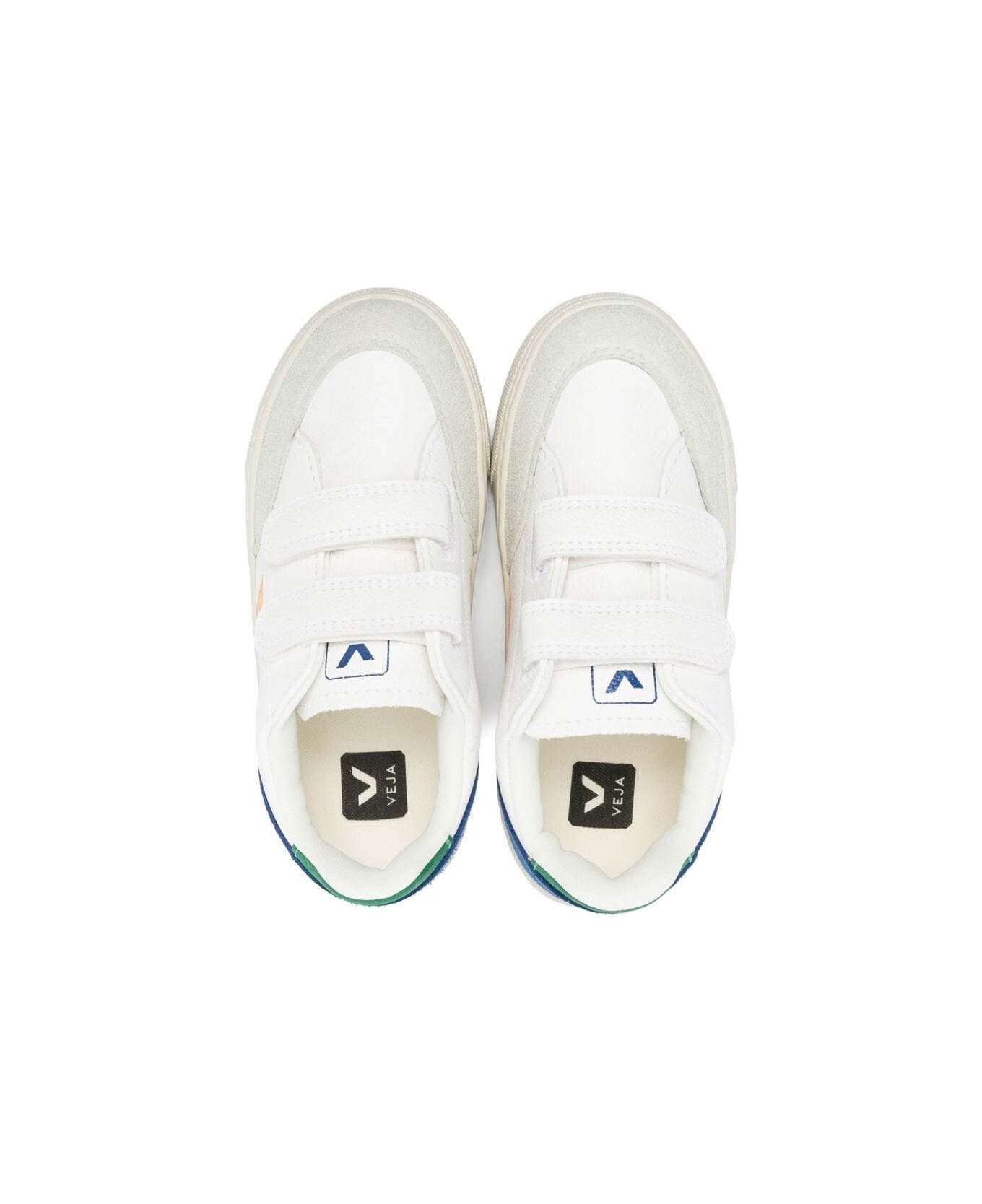 Veja White Sneakers V-12 With Touch Strap In White Leather Kids - Multicolor シューズ