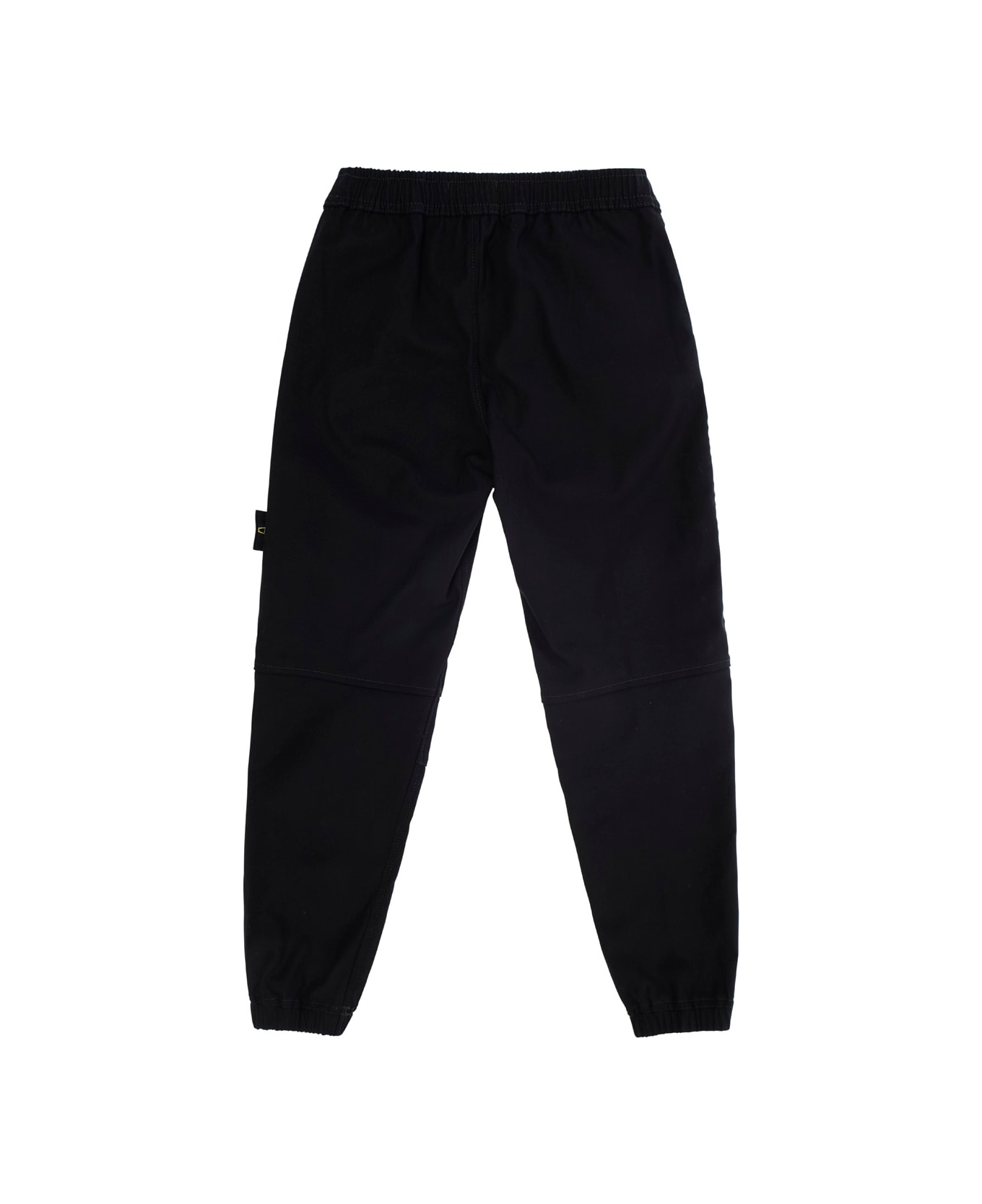 Stone Island Junior Black Pants With Logo Patch In Cotton Blend Boy - Black