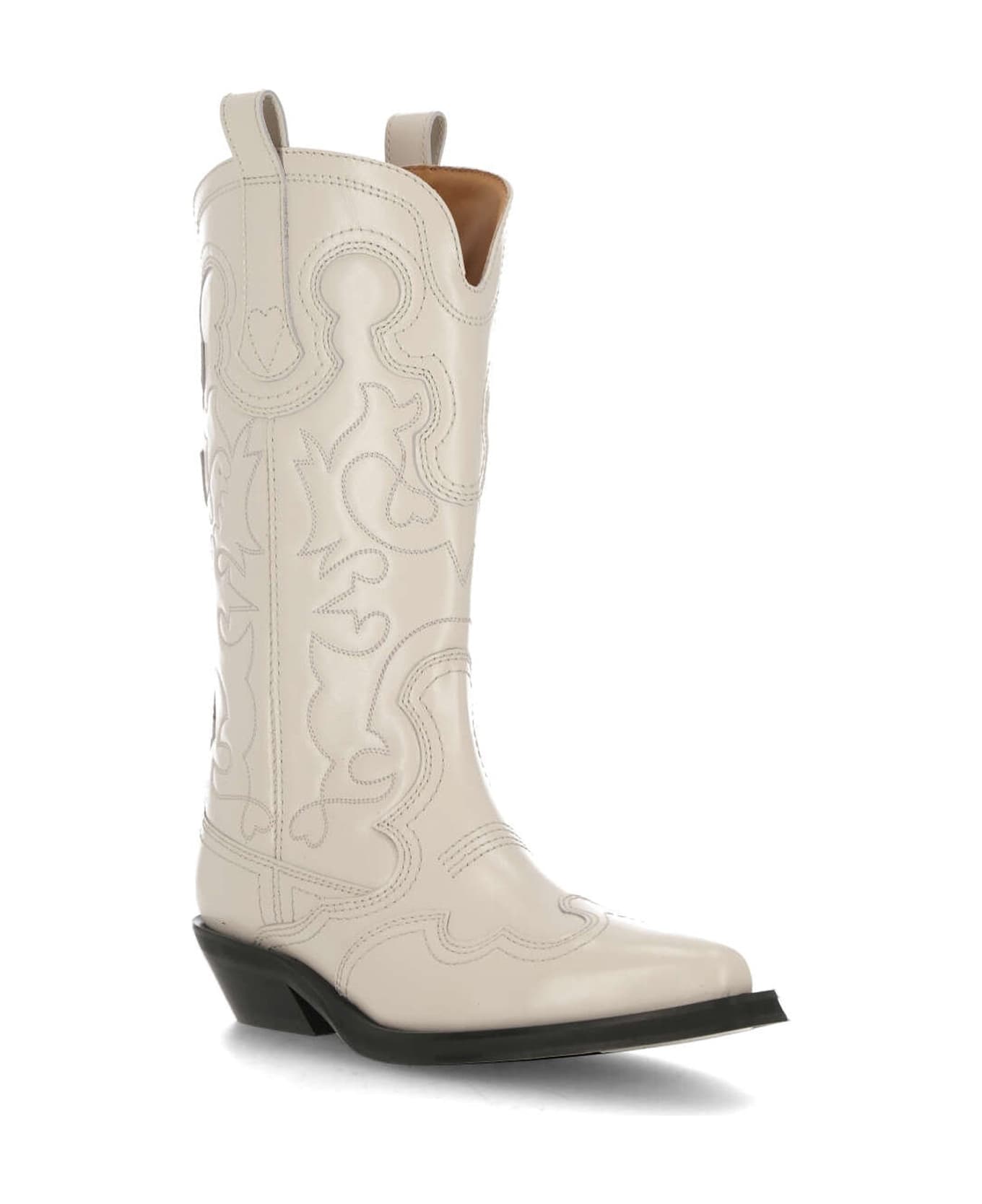 Ganni Western Boots - White