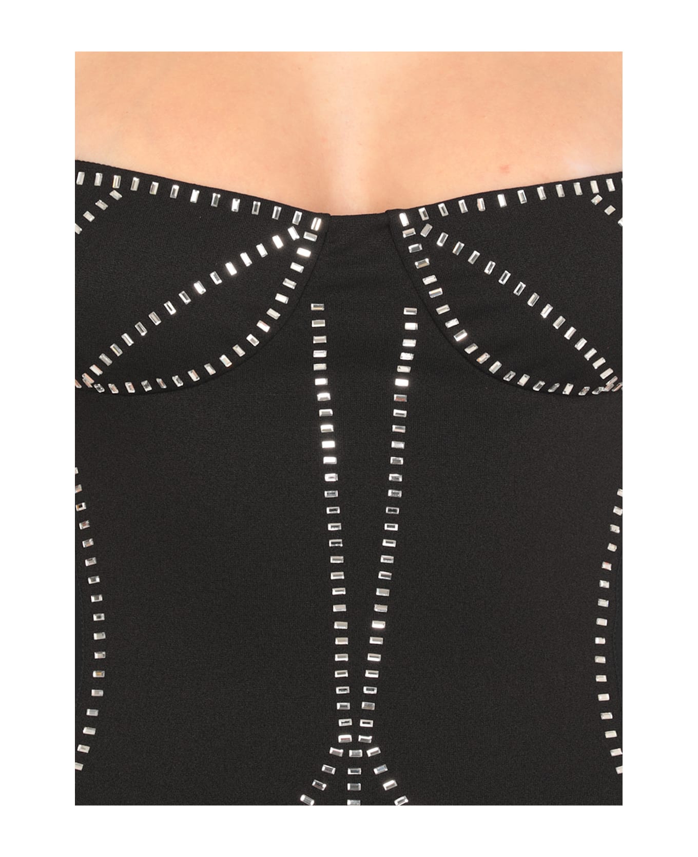 The Attico Dress With Strass - Black