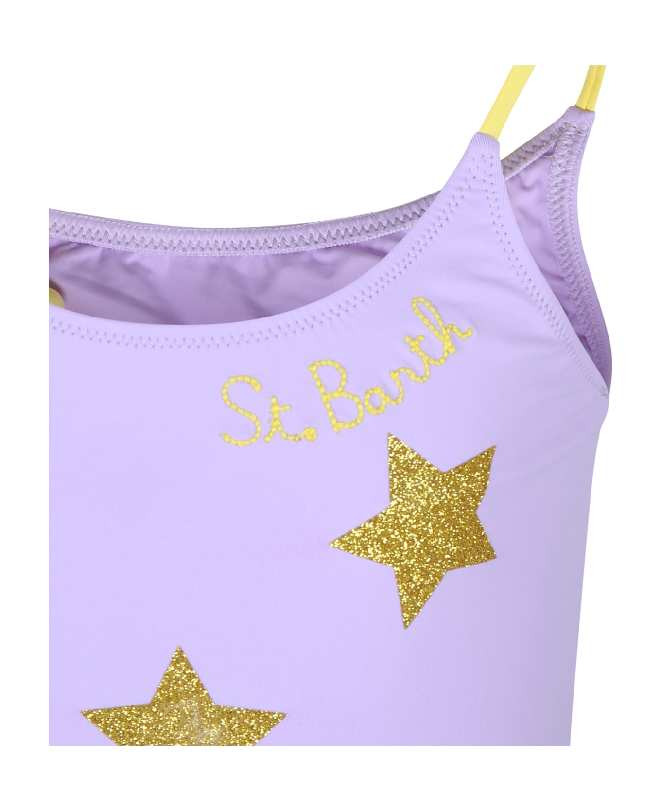 MC2 Saint Barth Purple Swimsuit For Girl With Stars - Violet