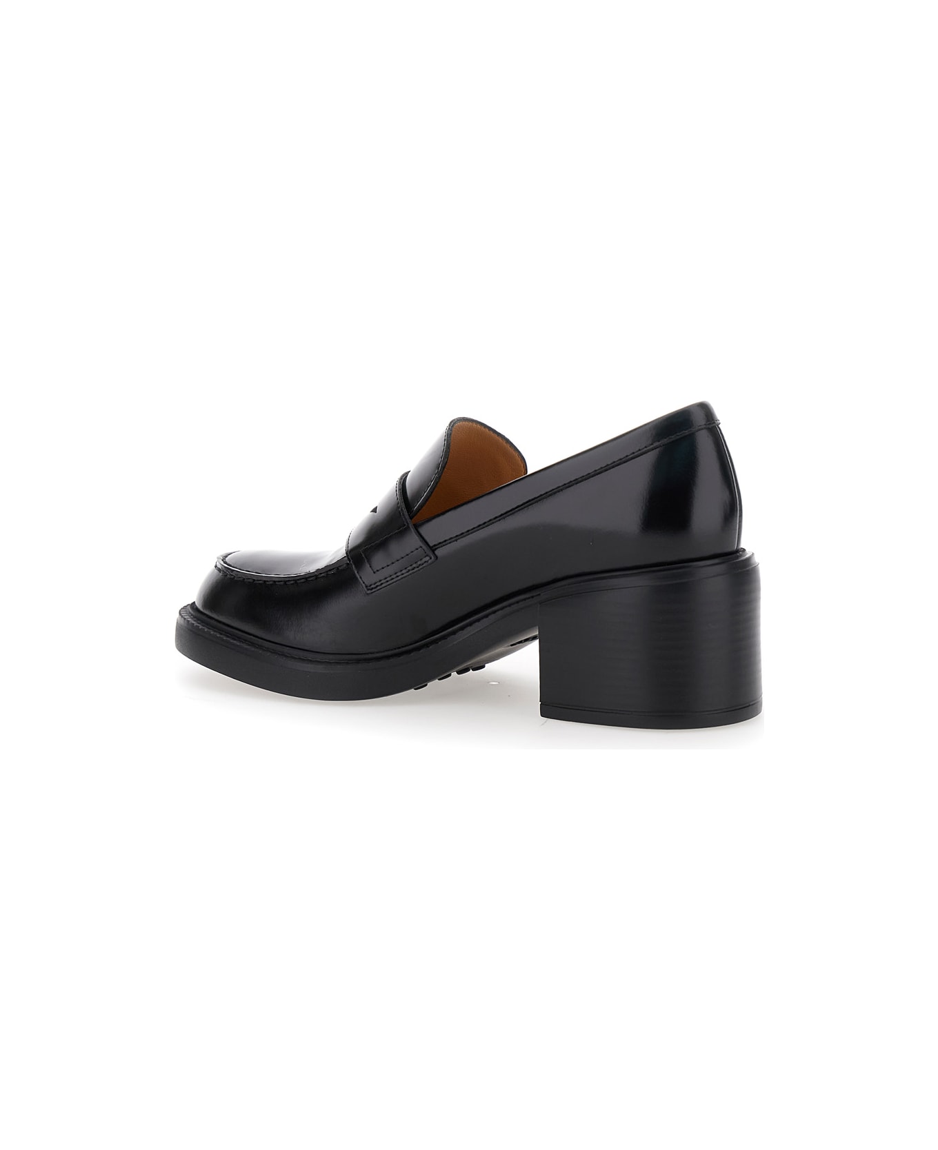 Tod's Black Loafers With Penny Slot And Logo Lettering On The Side In Leather Woman - Black