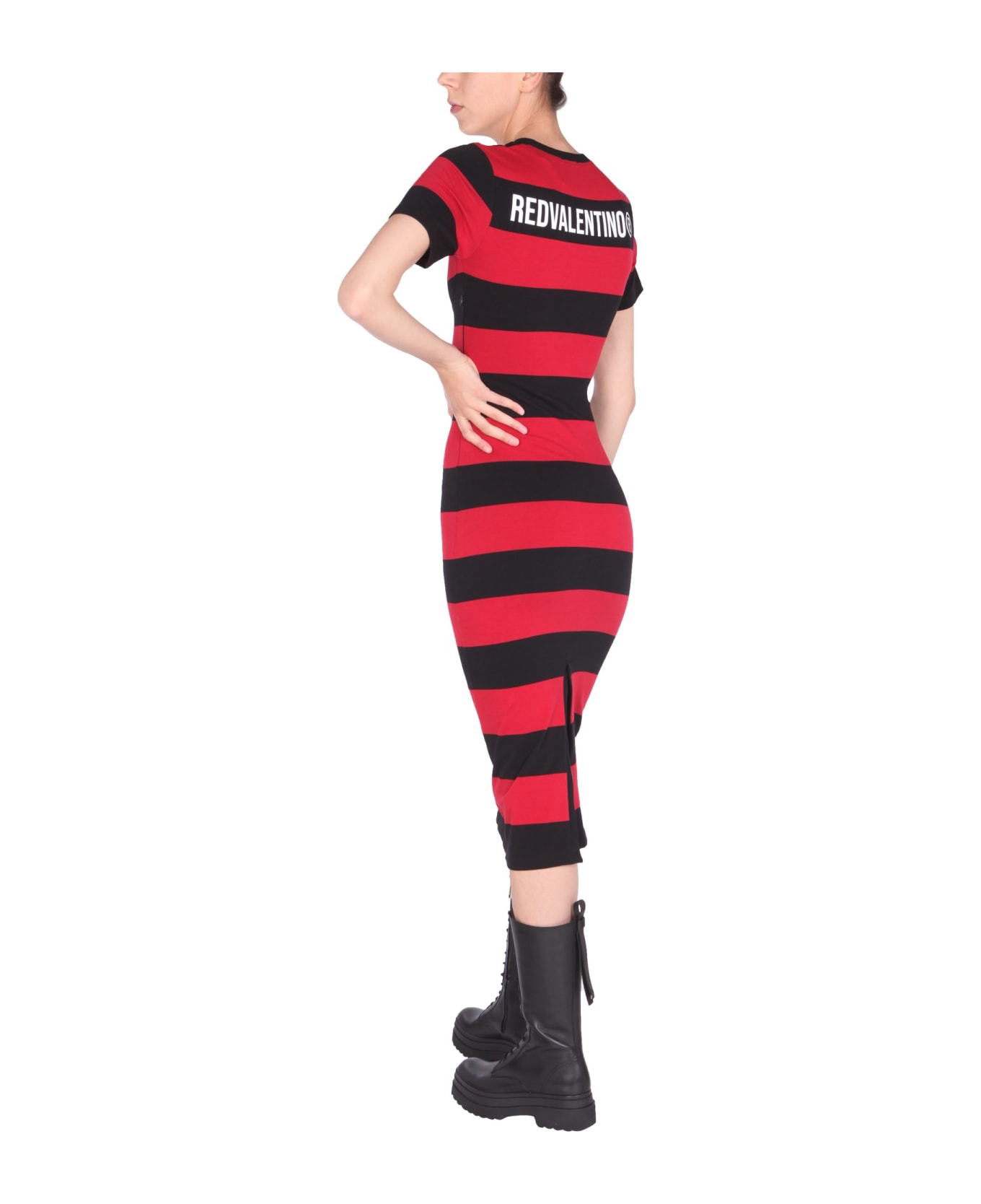 RED Valentino Striped Tube Dress - Rosso e Nero