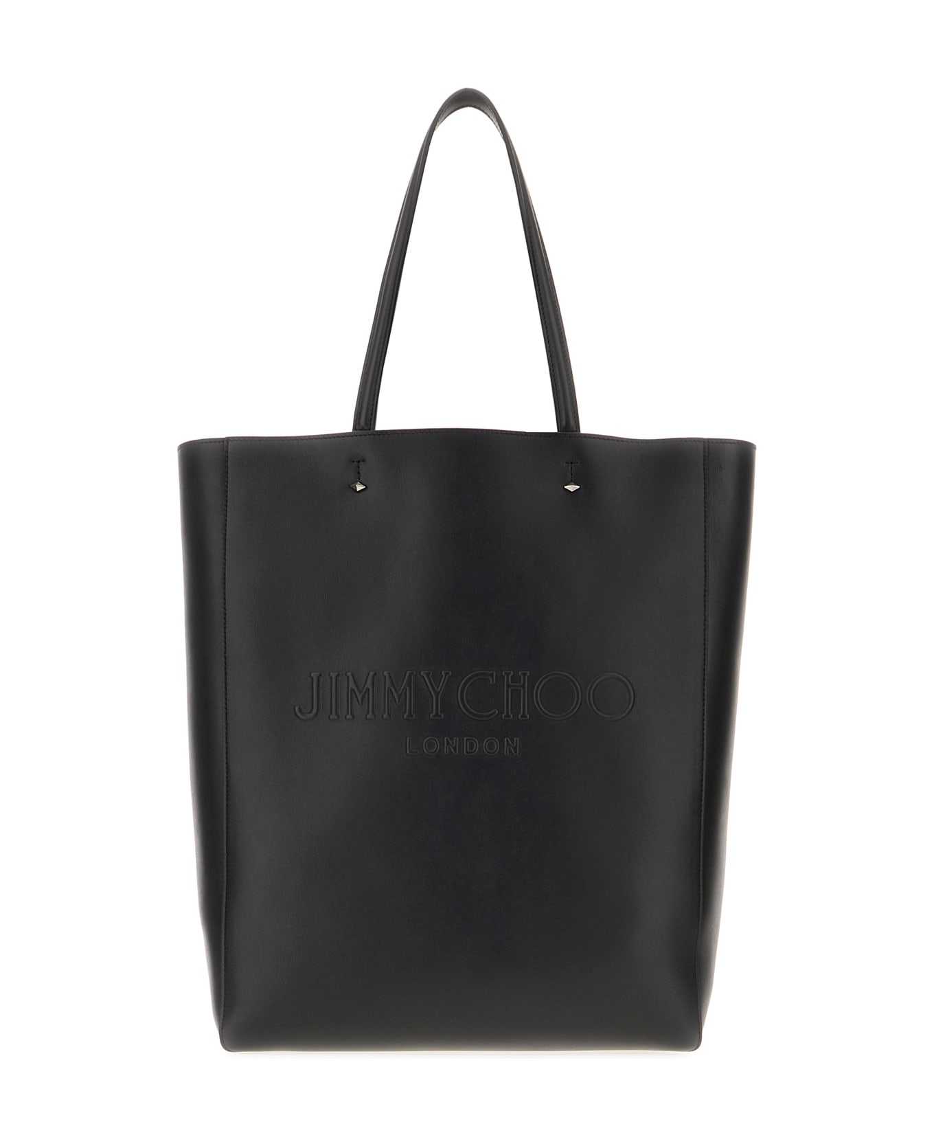 Jimmy Choo Black Leather Lenny Shopping Bag - BLACKGUNMETAL