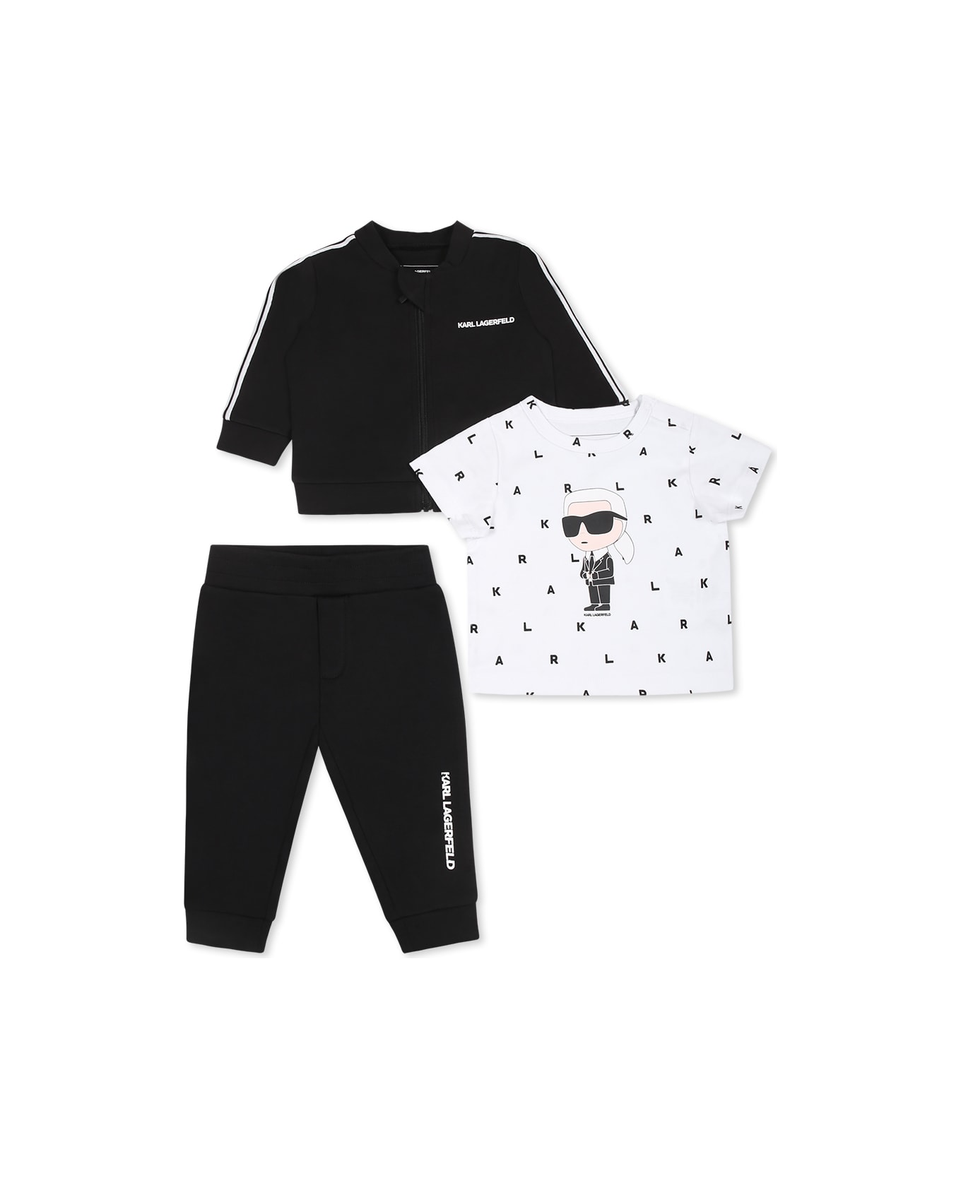 Karl Lagerfeld Kids Black Suit For Babykids With Karl Lagerfeld Print - Black