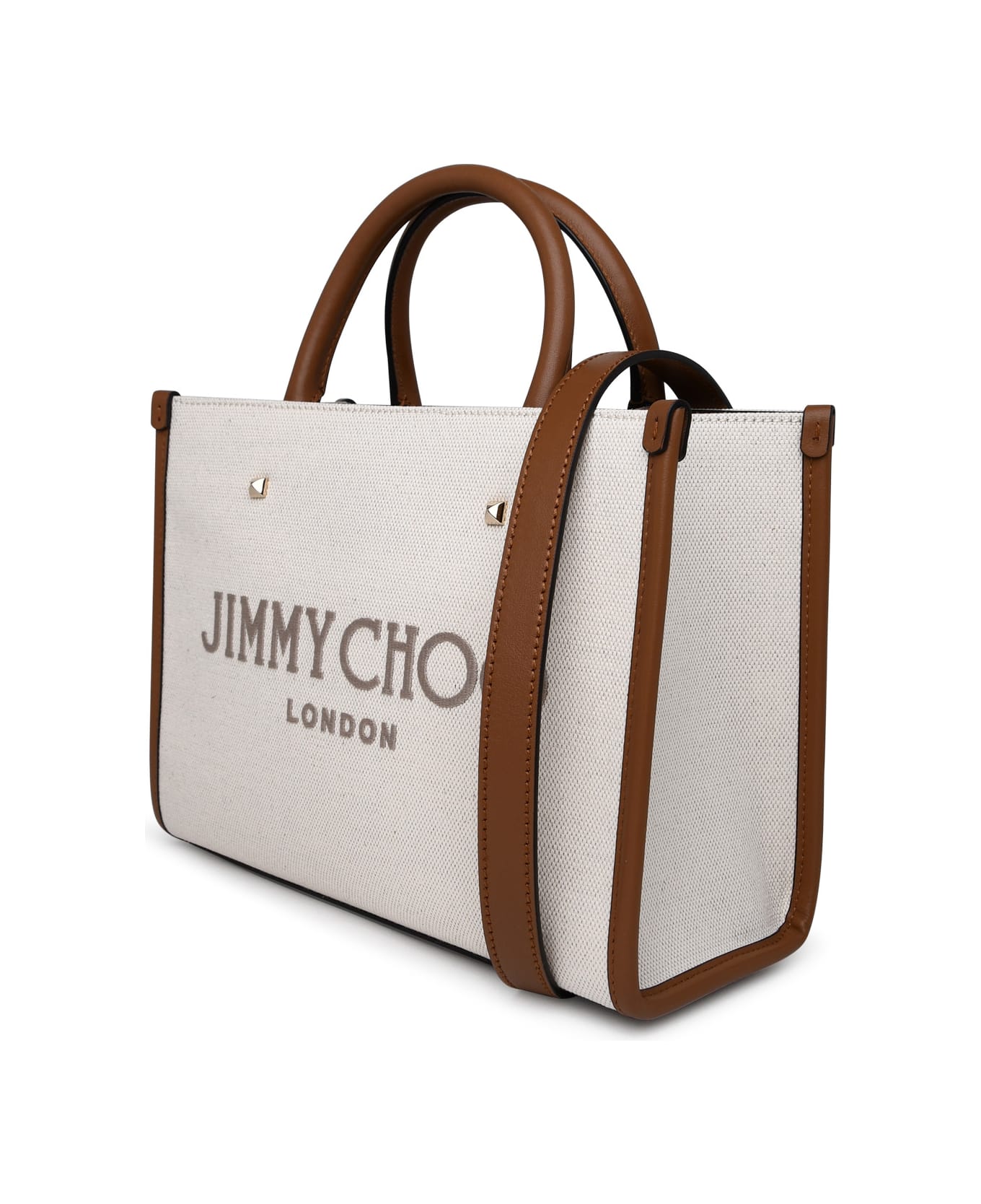Jimmy Choo Beige Fabric Bag - Natural Taupe Dark Tan Light Gold
