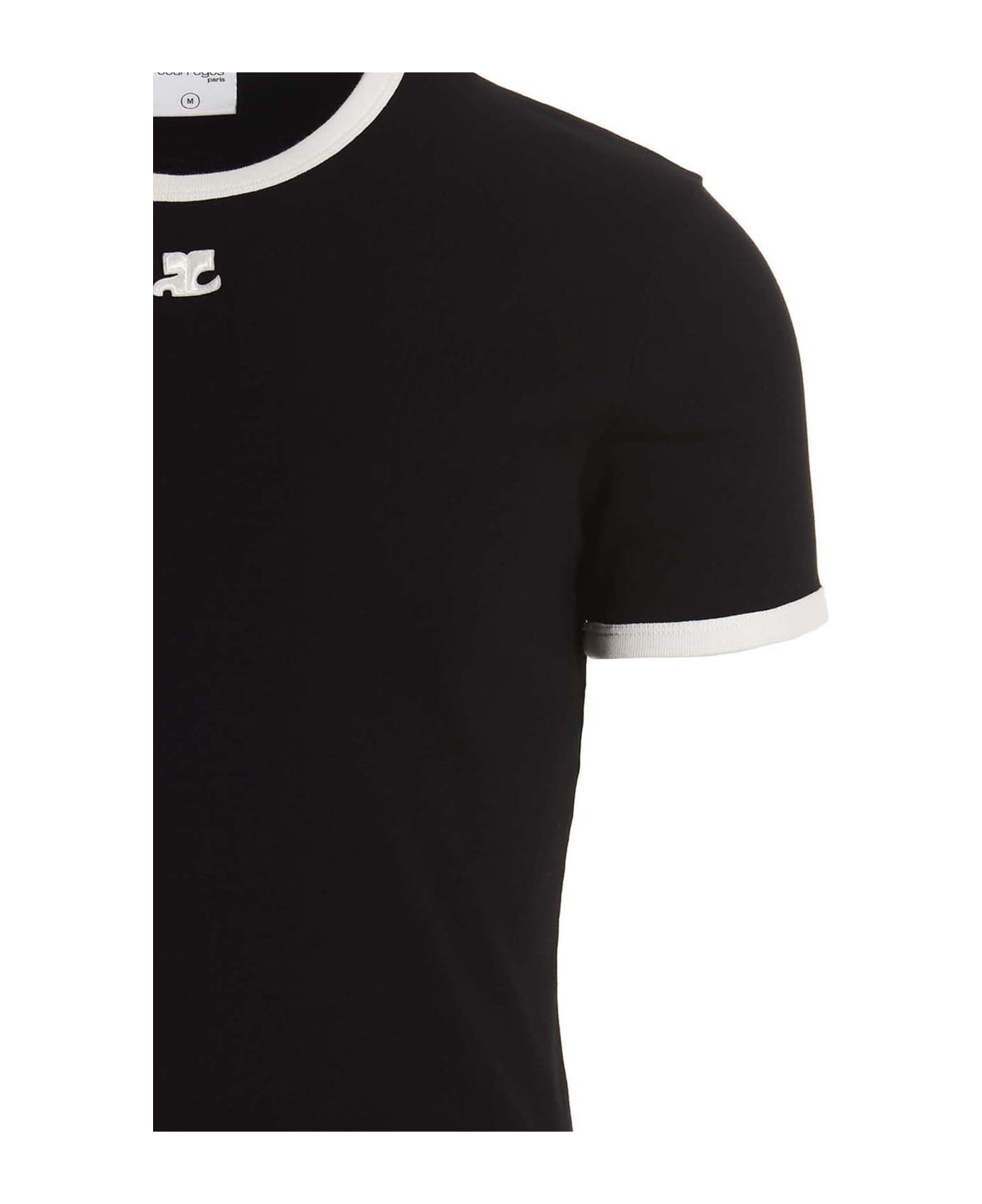Courrèges T-shirt 'bumpy Contrast' - Black Heritage White シャツ
