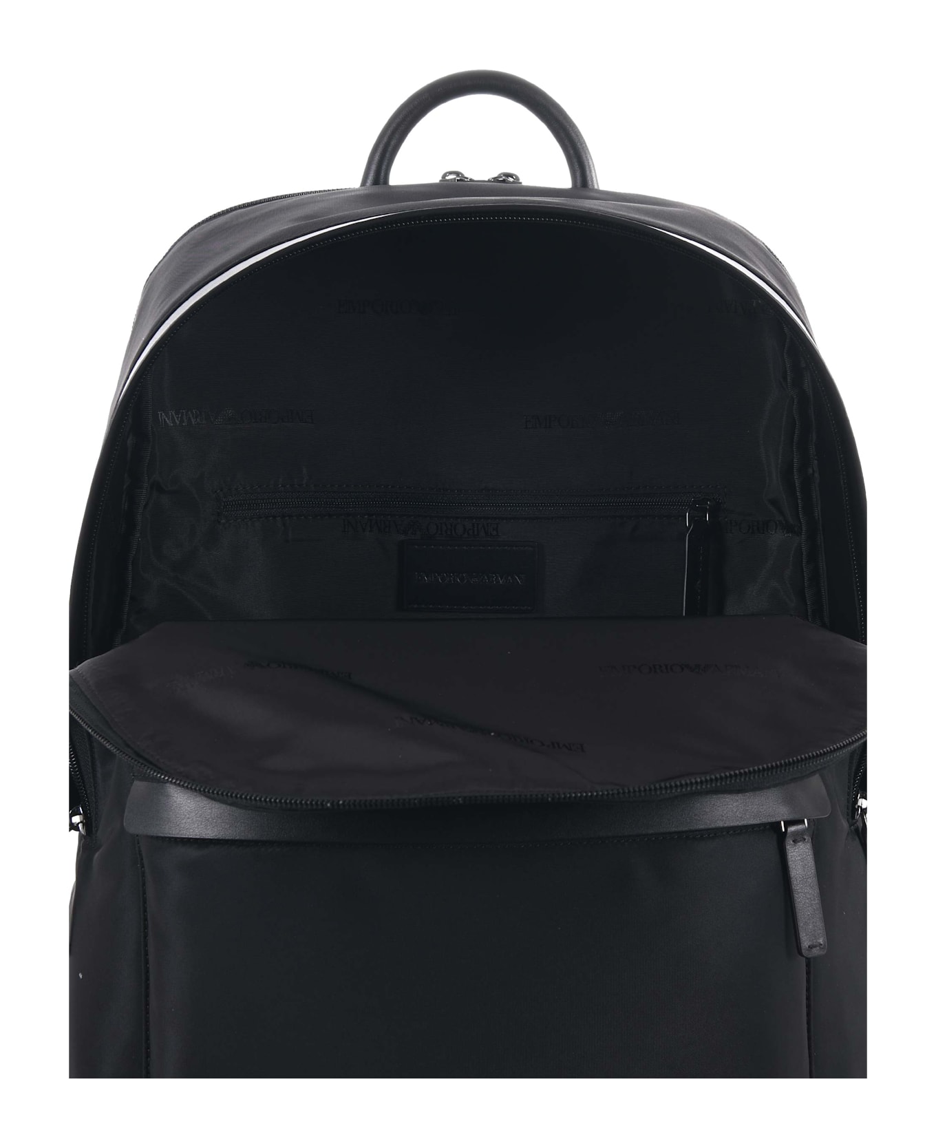 Emporio Armani Round Shape Nylon Backpack - Black