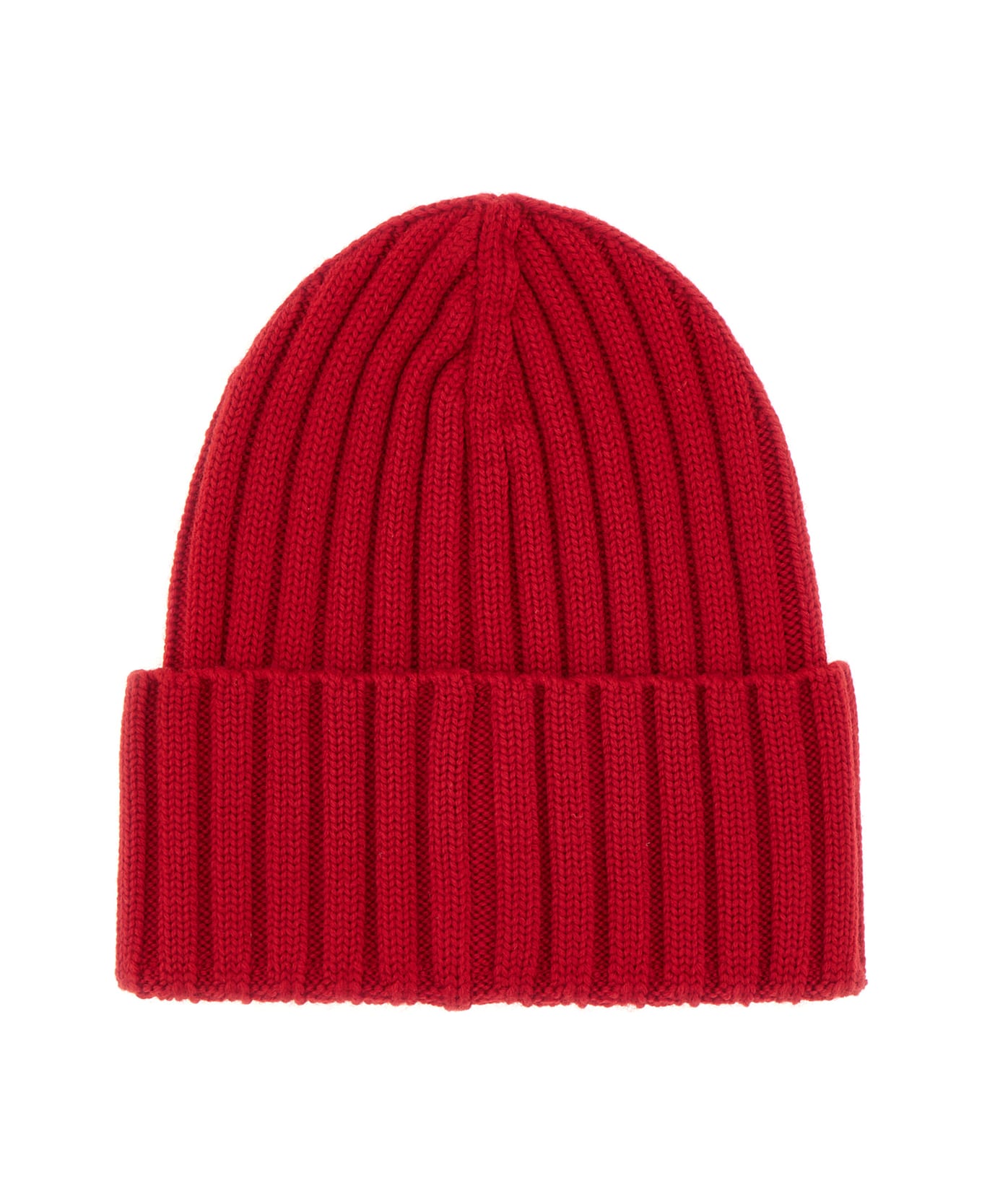 Moncler Red Wool Beanie Hat - BORDEAUX