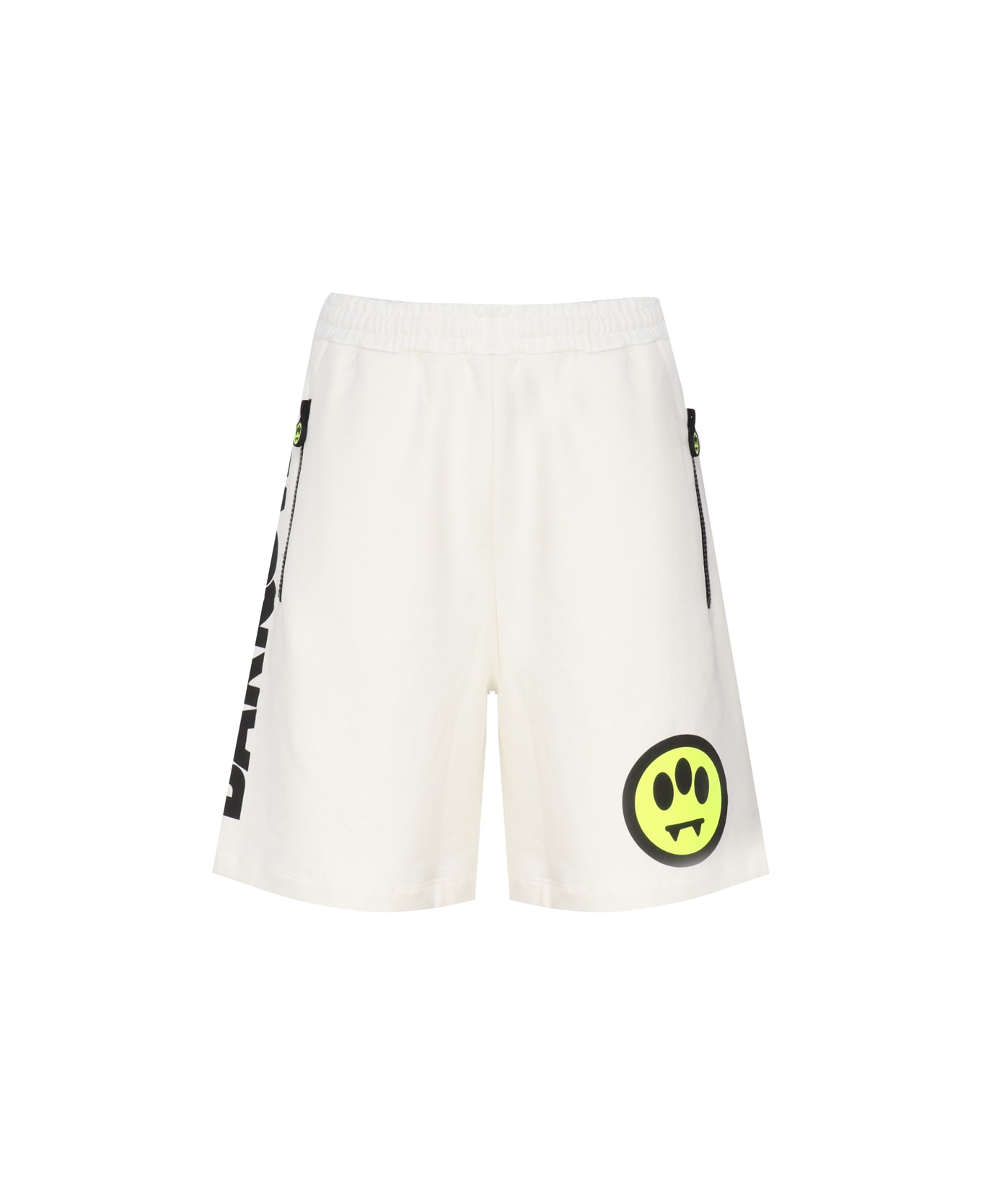 Barrow Bermuda Shorts With Logo And Smiley Writing - Bianco