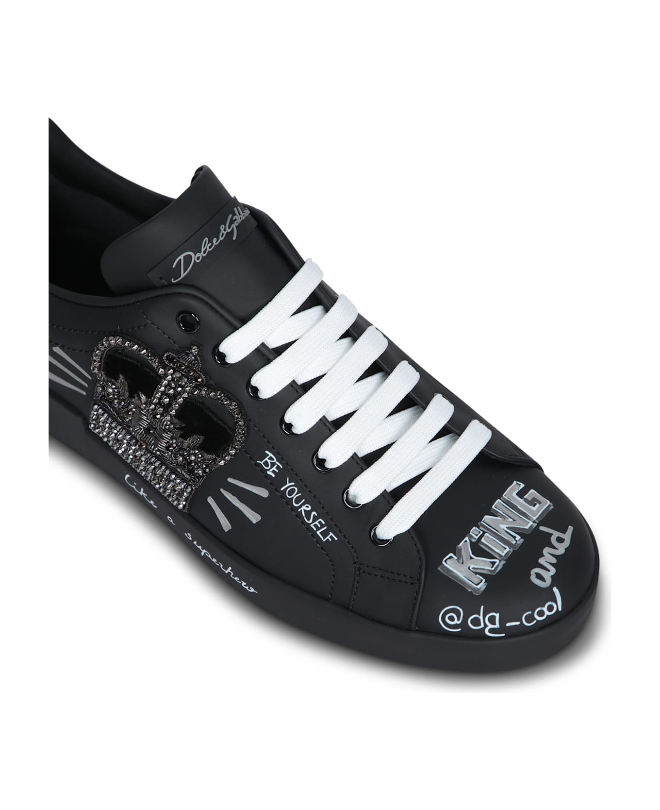 Dolce 
Gabbana Portofino Black-silver Sneakers - Black / Silver