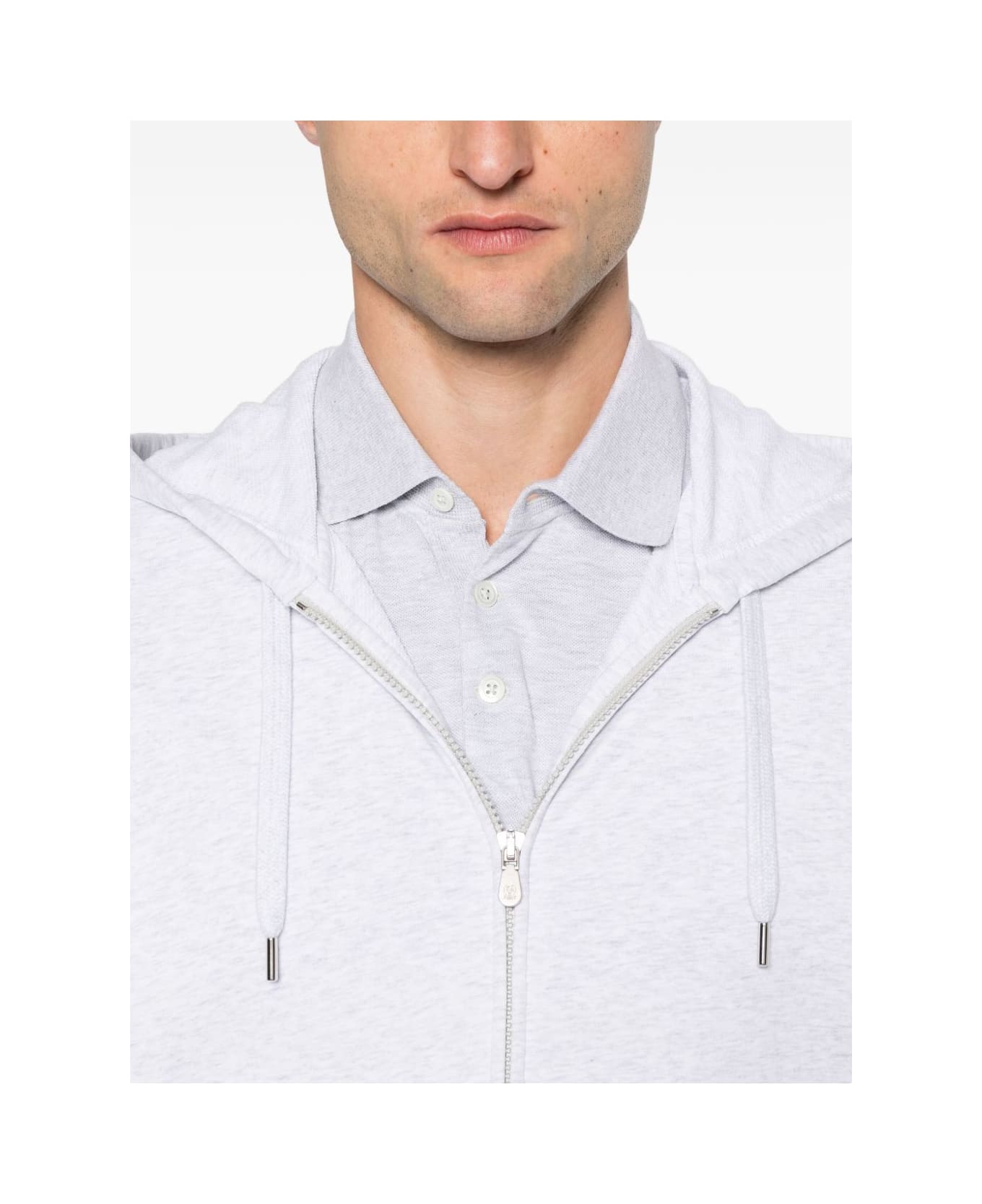 Brunello Cucinelli Cotton Zipped Hoodie - Light Grey