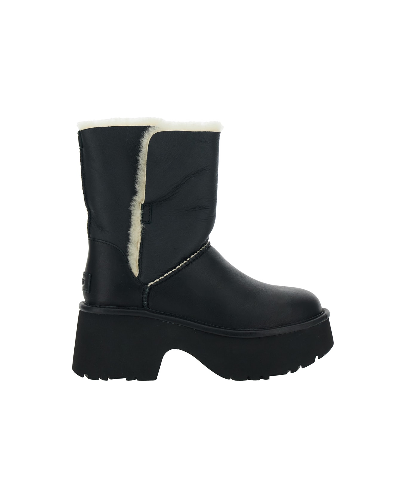 UGG 
esmee
 Black Ankle Boots With Fur Detailing And Platform In Leather Woman - Black