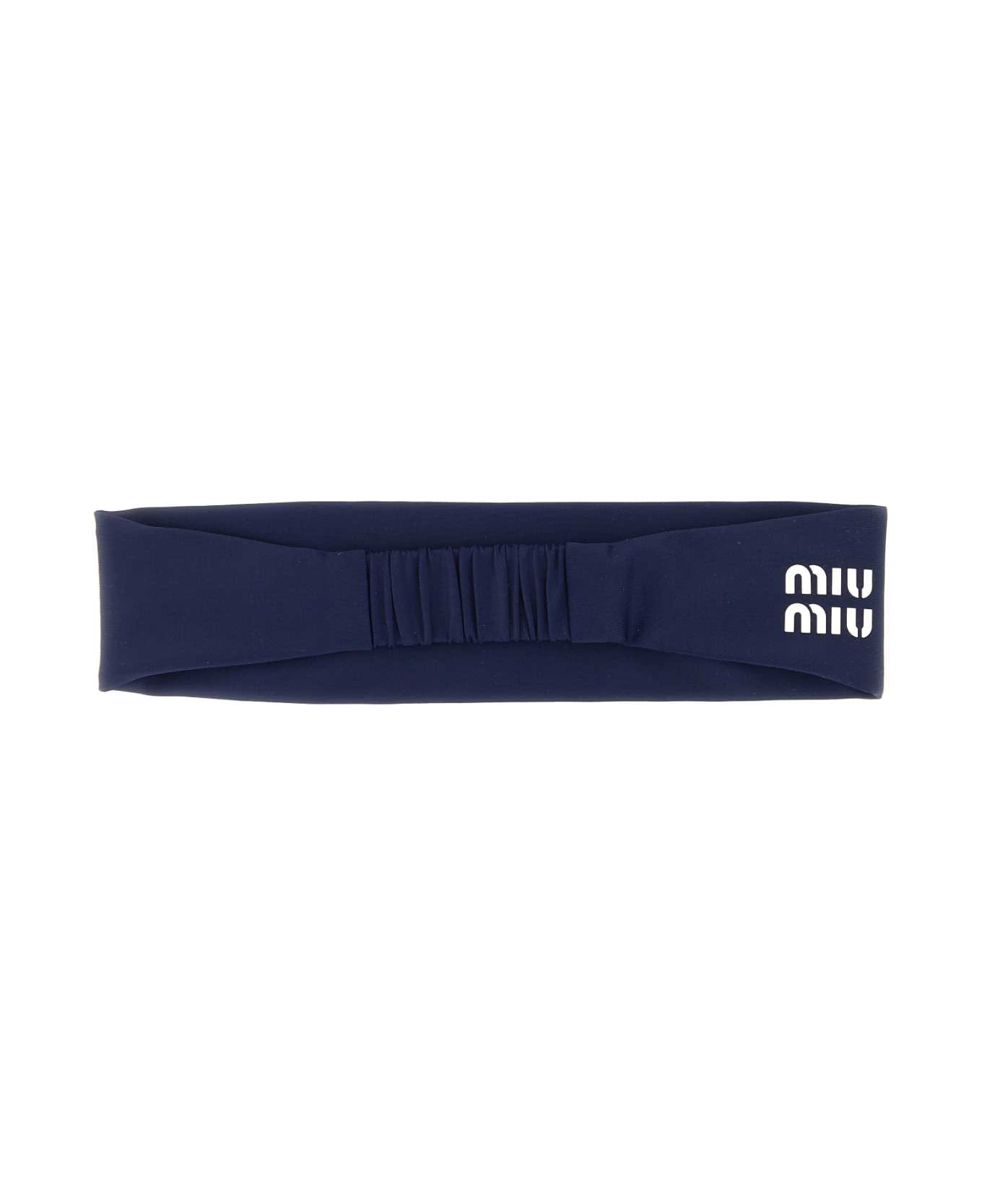 Miu Miu Blue Jersey Headband - BLUBIANCO