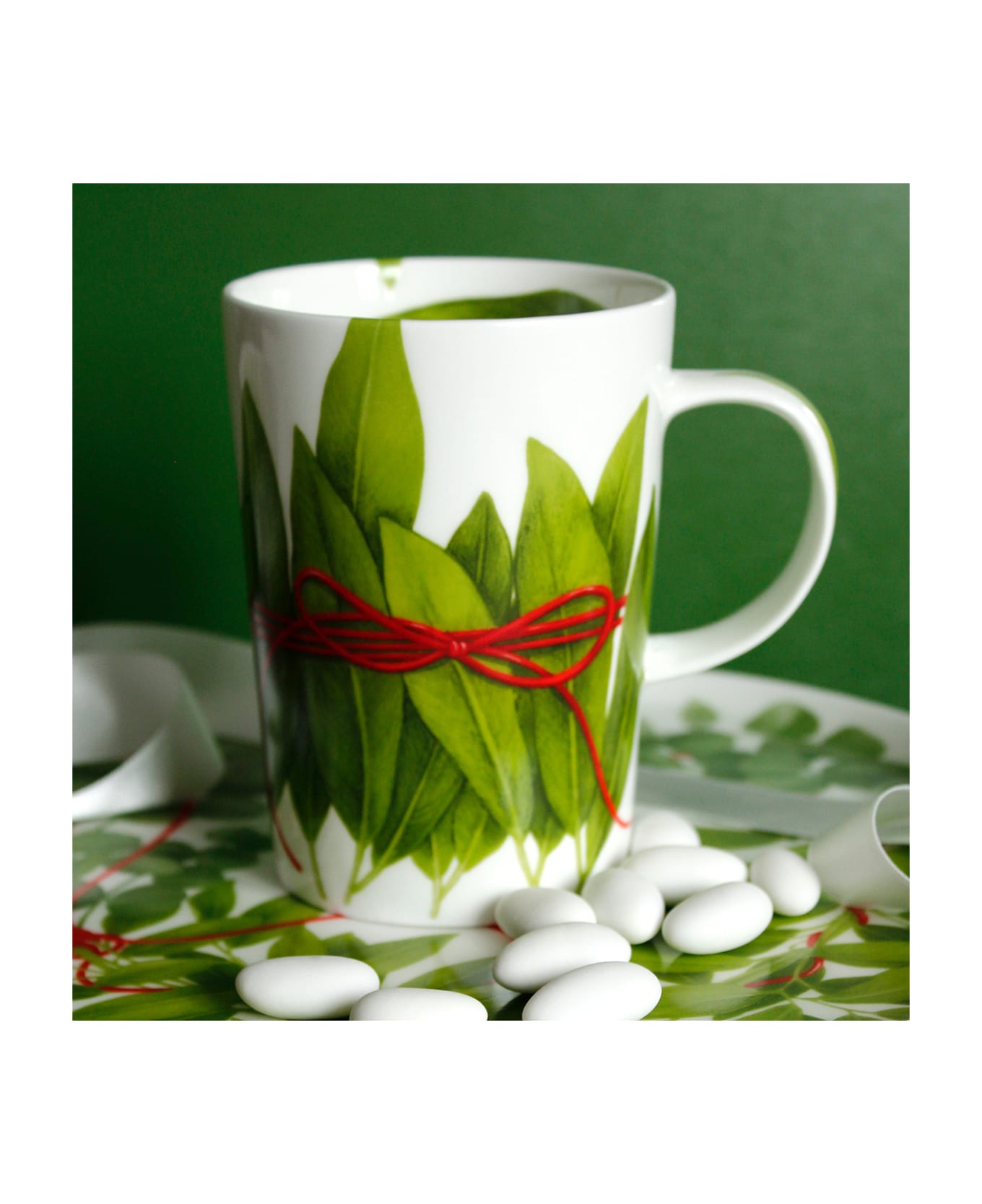 Taitù Set of 2 Mugs - Fil Rouge Foglie Collection - Green