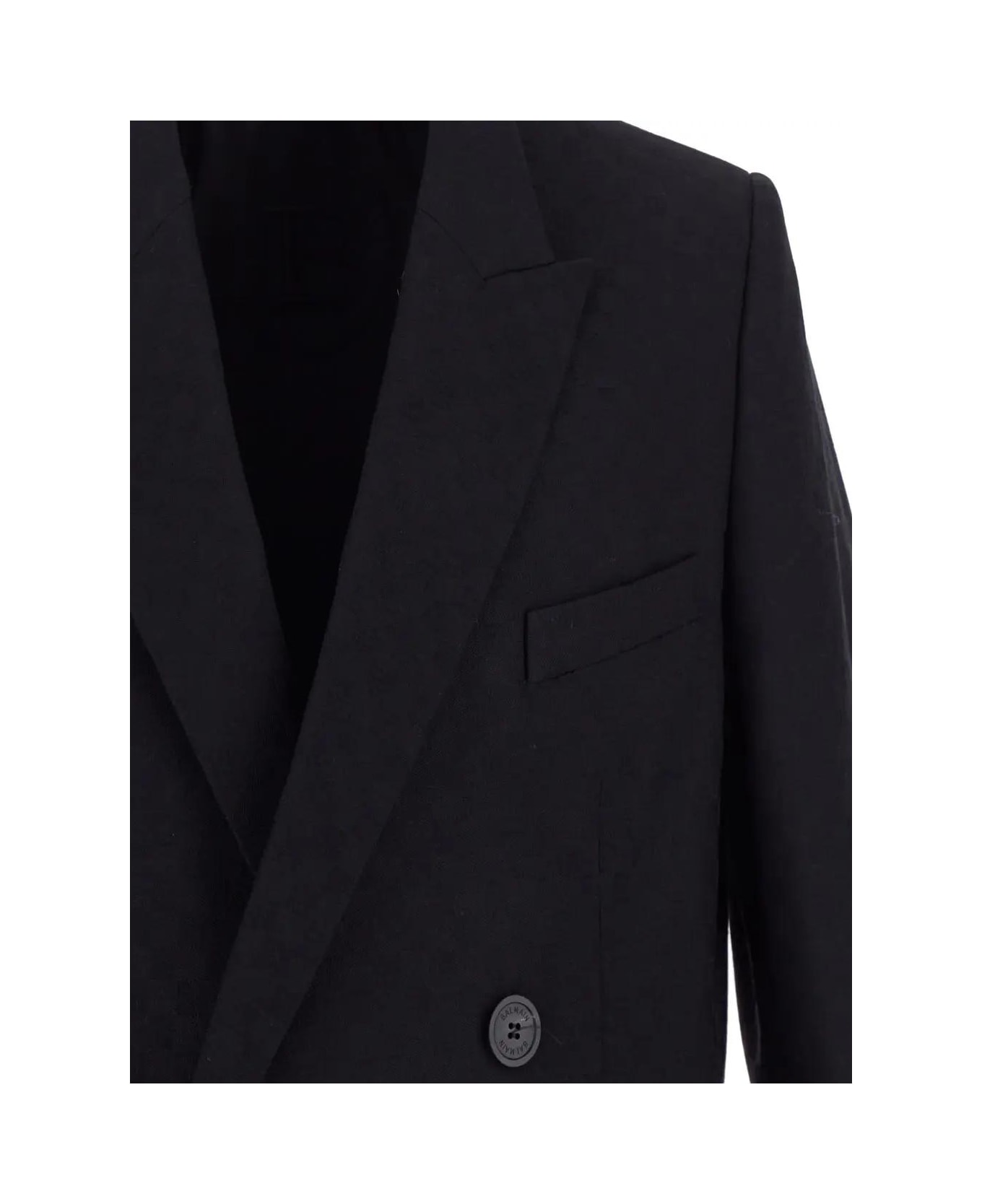 Balmain Logo Double Breasted Jacket - Black コート