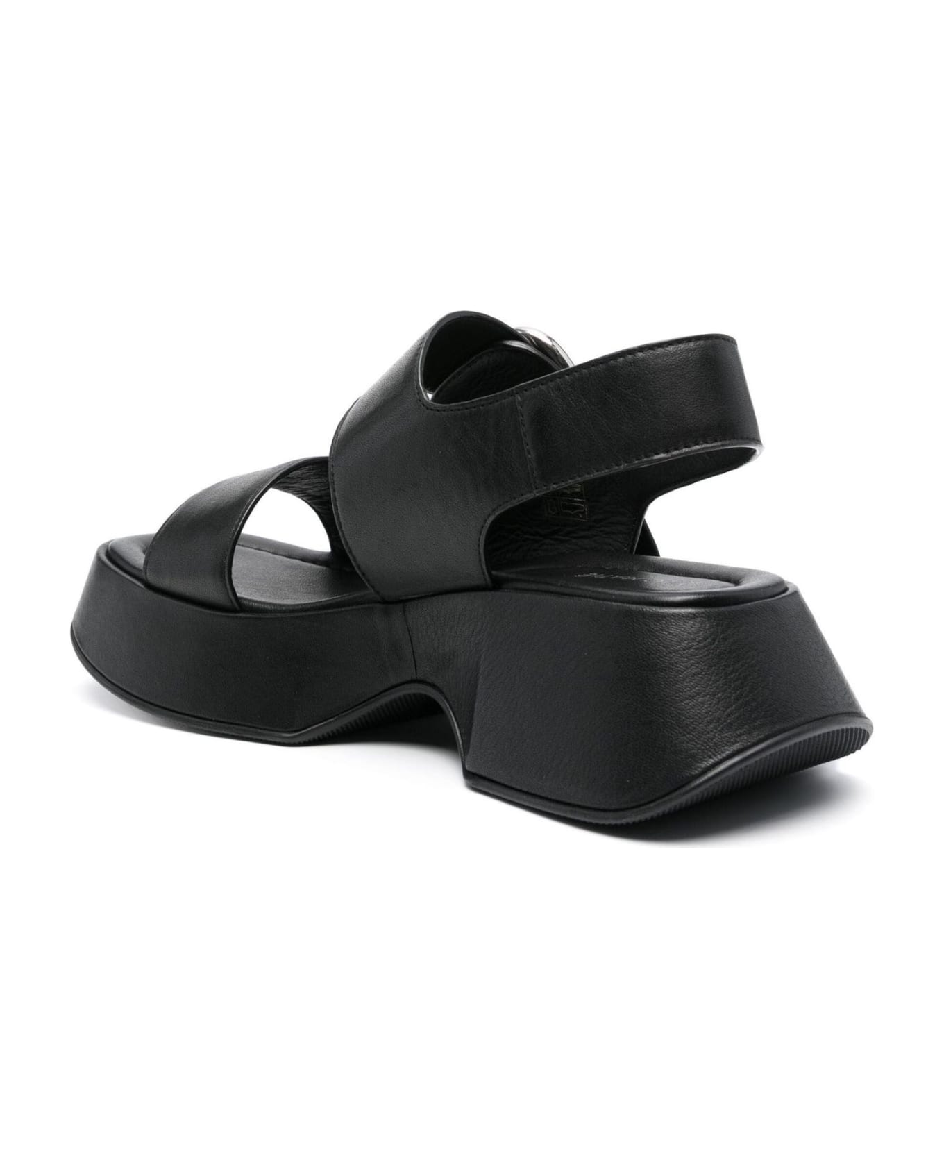 Vic Matié Mini Yoko Band Sandals In Soft Black Nappa Calfskin - Black