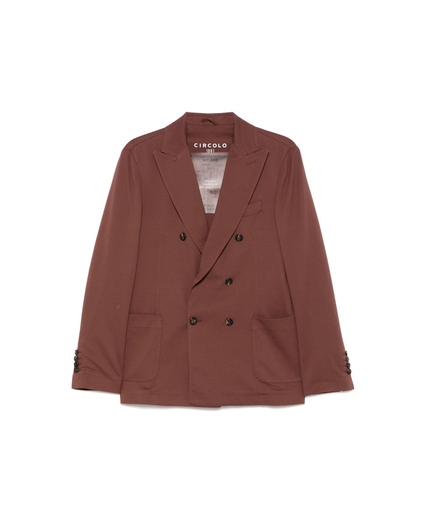 Circolo 1901 Cotton Double-breasted Jacket - Brown