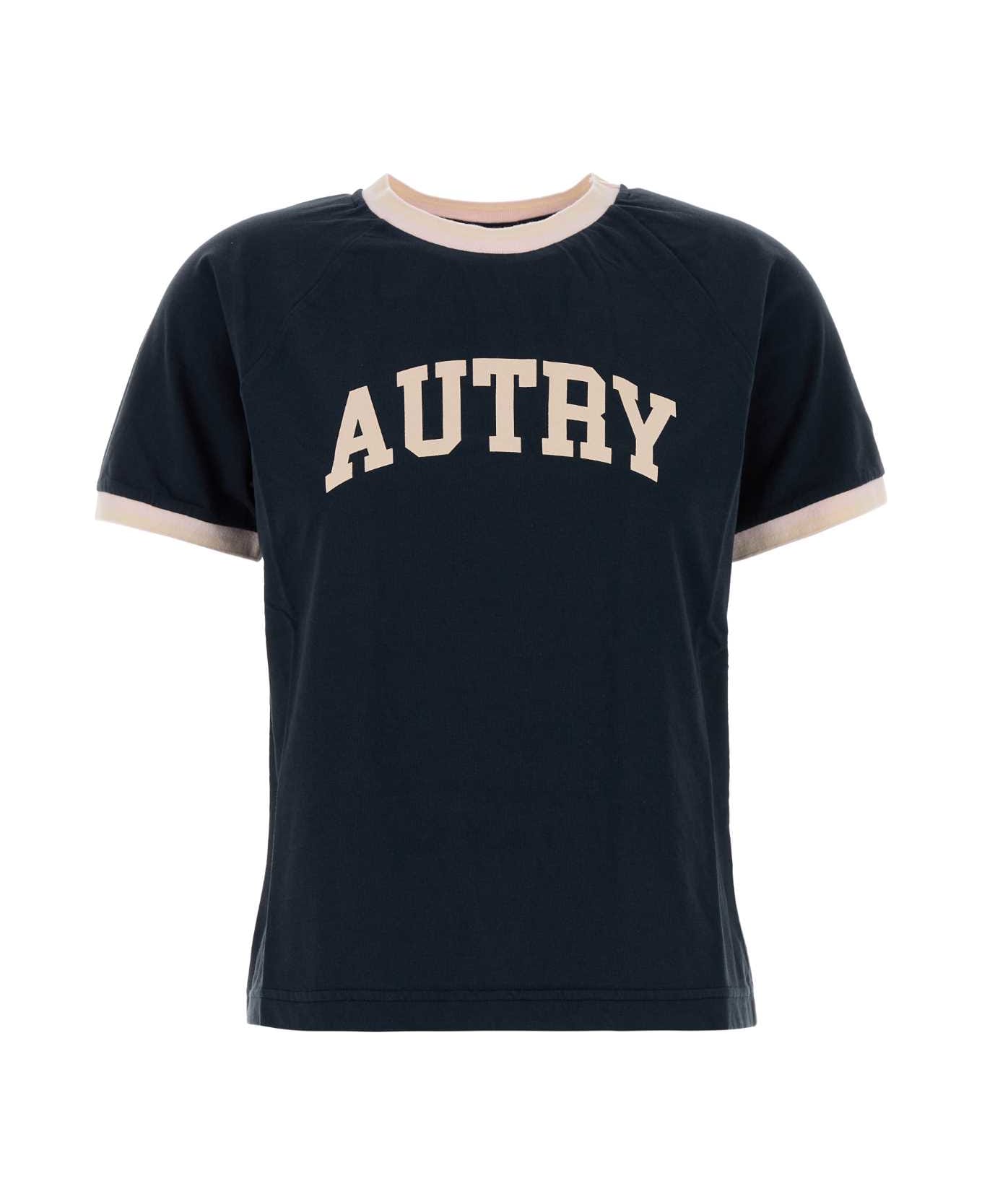 Autry Dark Blue Cotton T-shirt - I6CV
