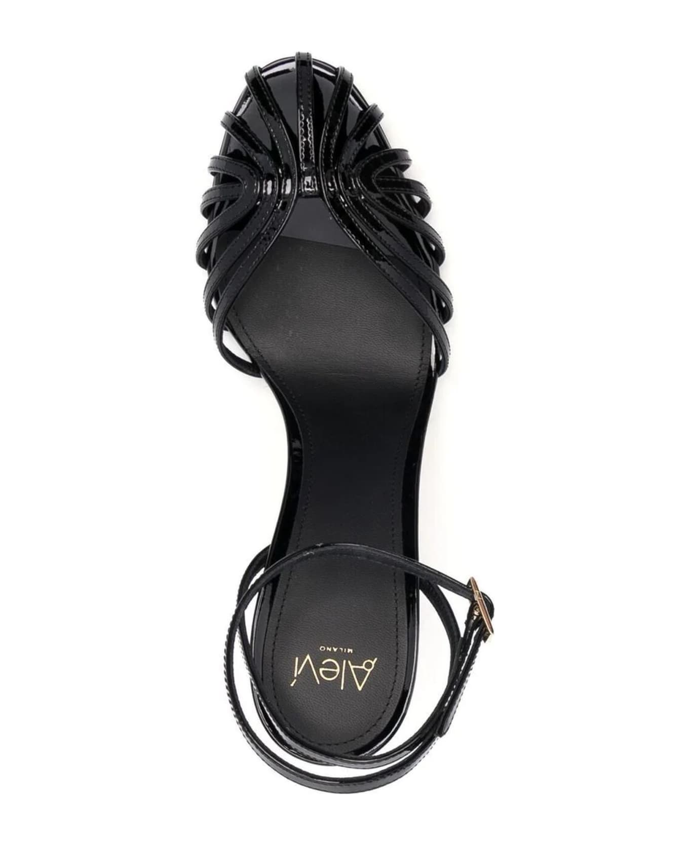 Alevì Black Calf Leather Sandals - Black