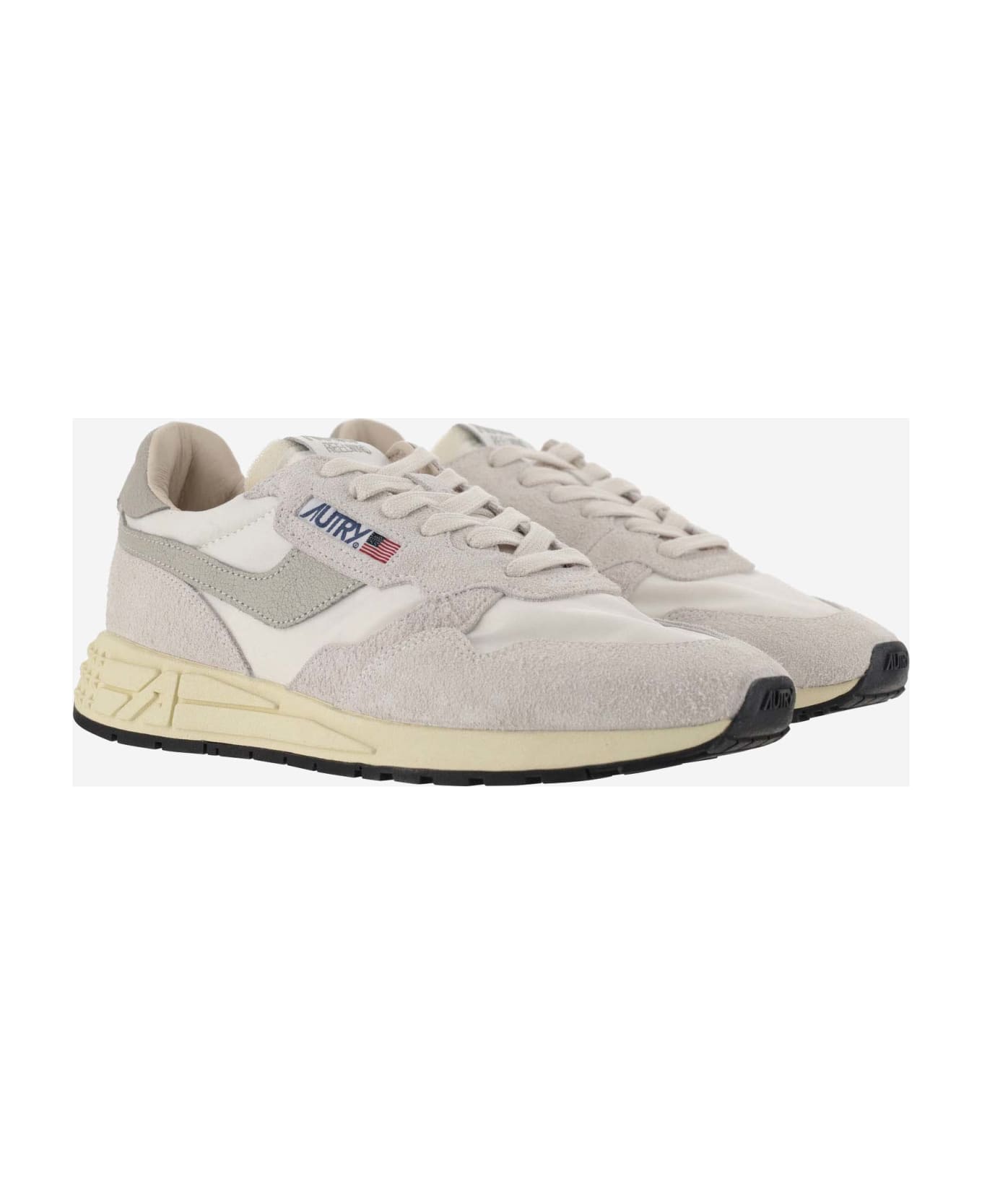 Autry Reelwind Low Nylon And Suede Sneakers - Wht/nat