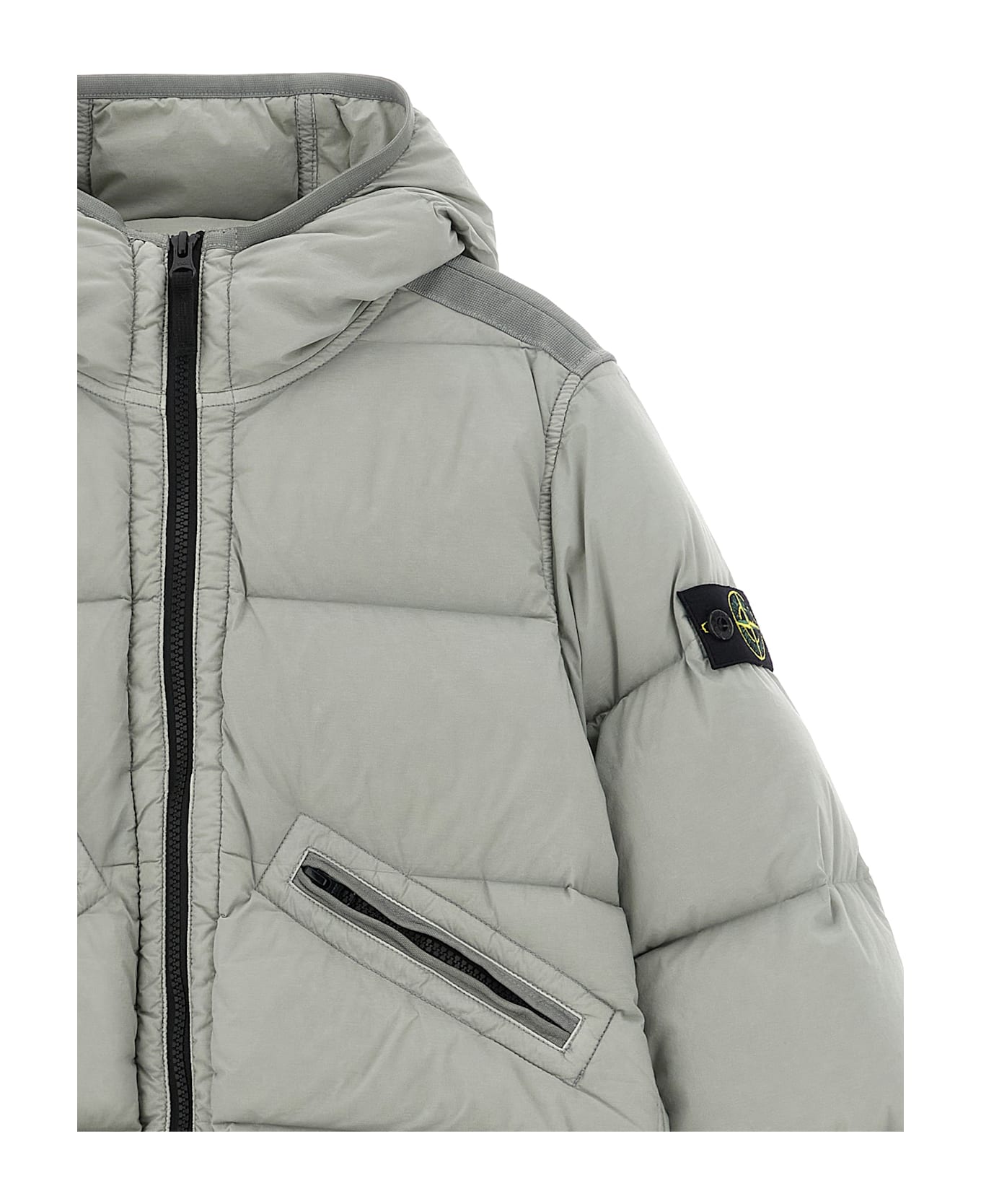 Stone Island Junior Logo Badge Down Jacket - Gray