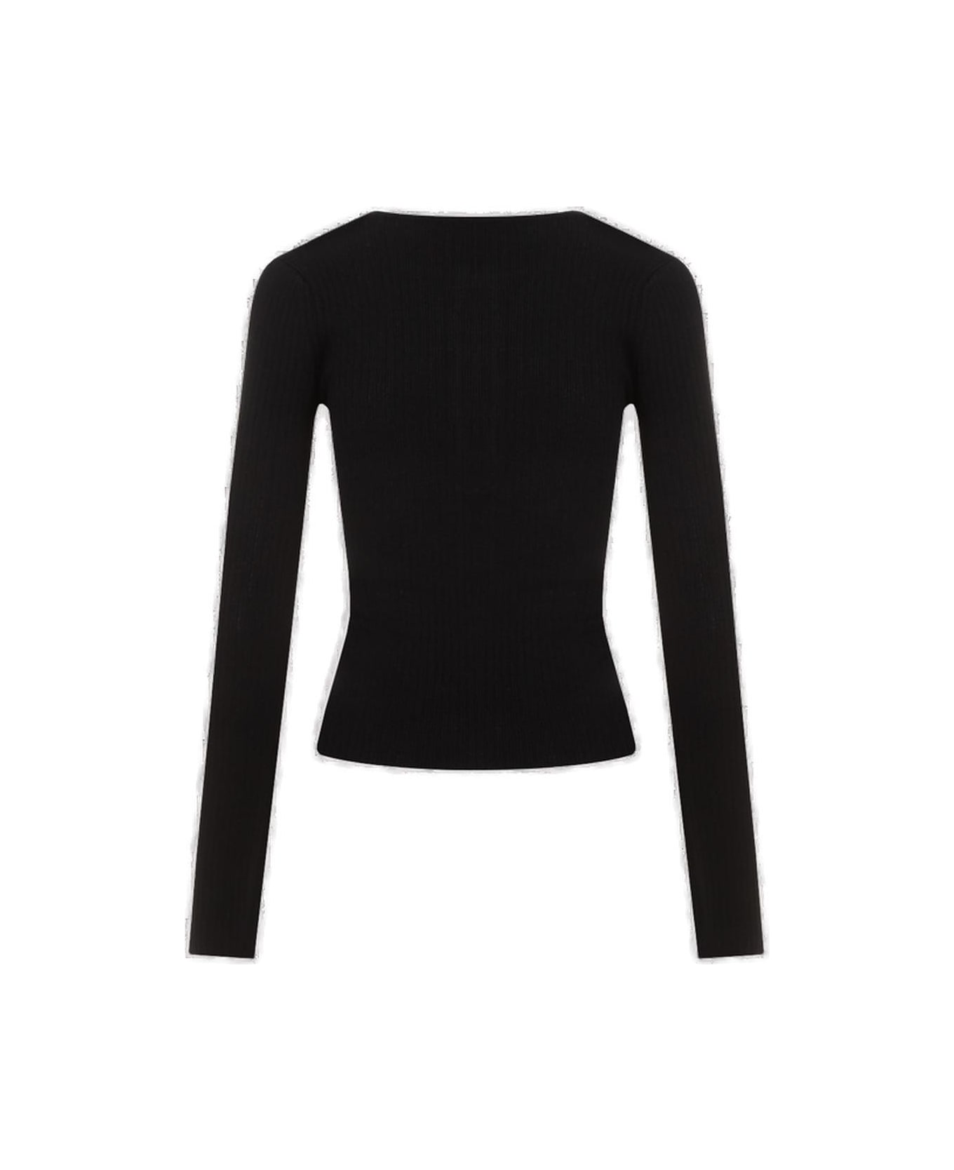 Max Mara V-neck Knit Top - Black