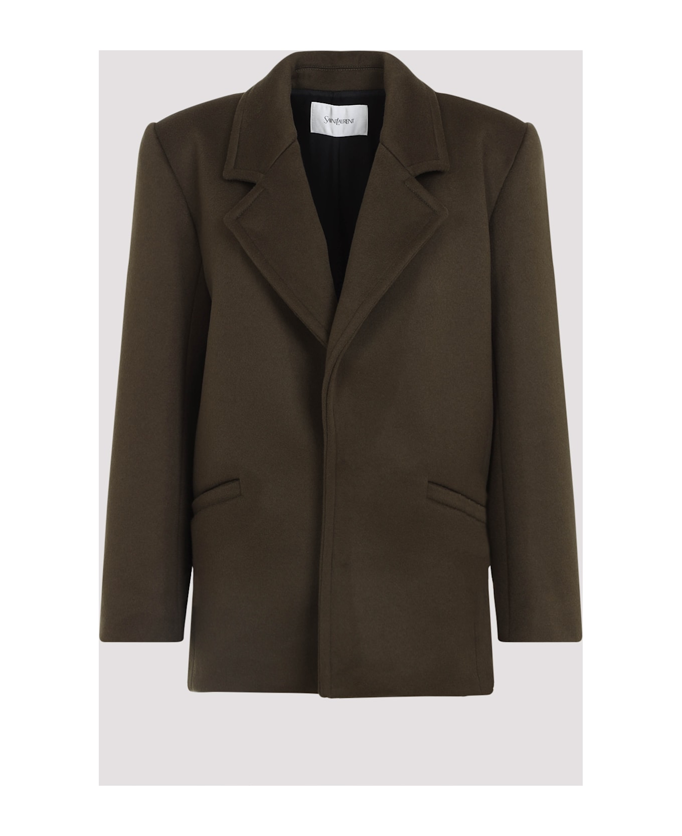 Saint Laurent Virgin Wool Coat - Kaki