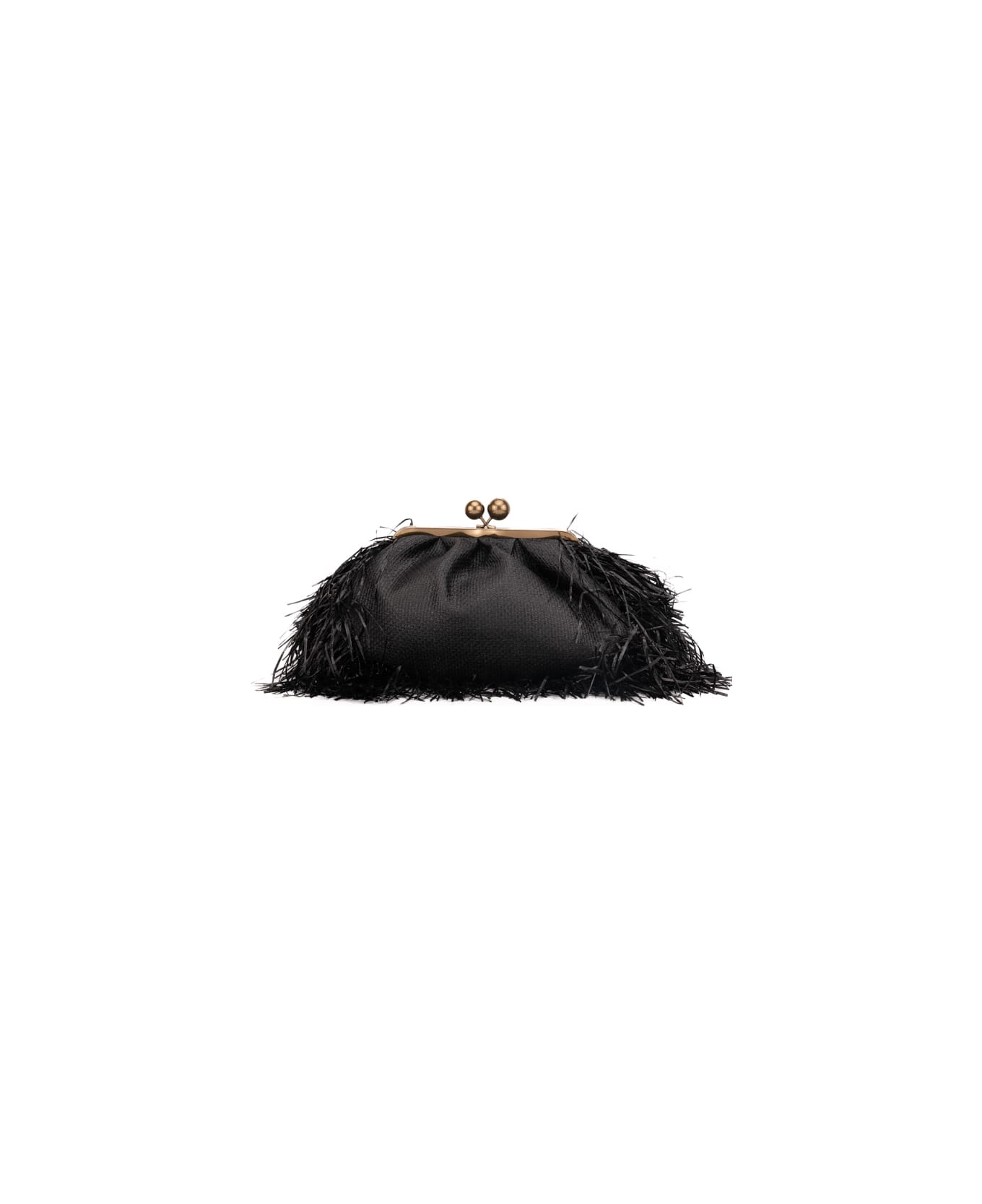 Weekend Max Mara Pasticcino Bag Raffia Effect With Fringes - Nero