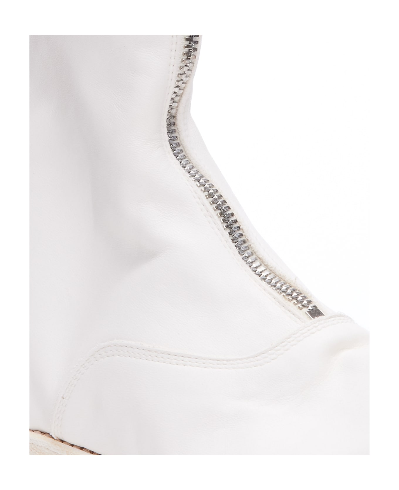 Guidi Frontal Zip Army Booties - White