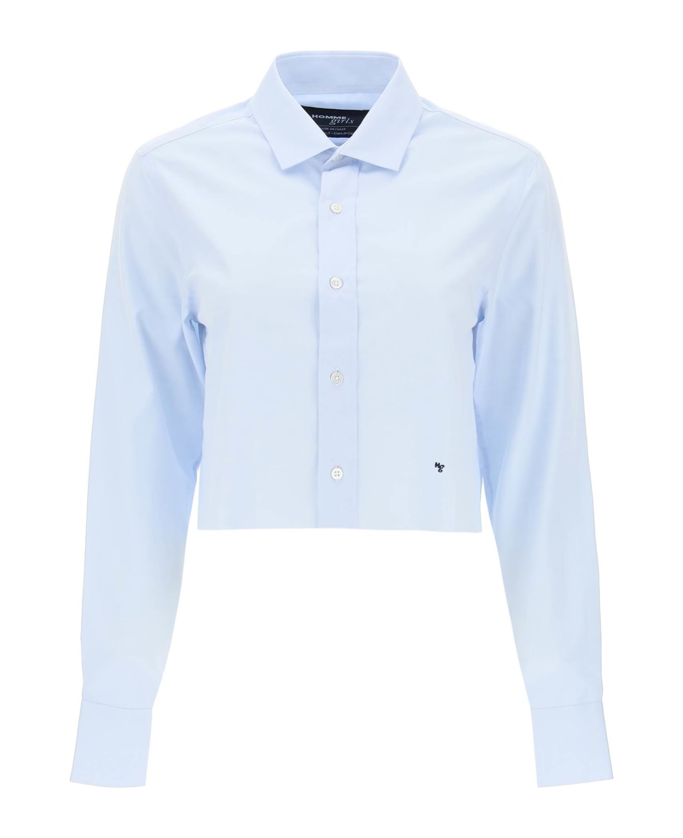 HommeGirls Cotton Twill Cropped Shirt - LIGHT BLUE (Light blue) シャツ