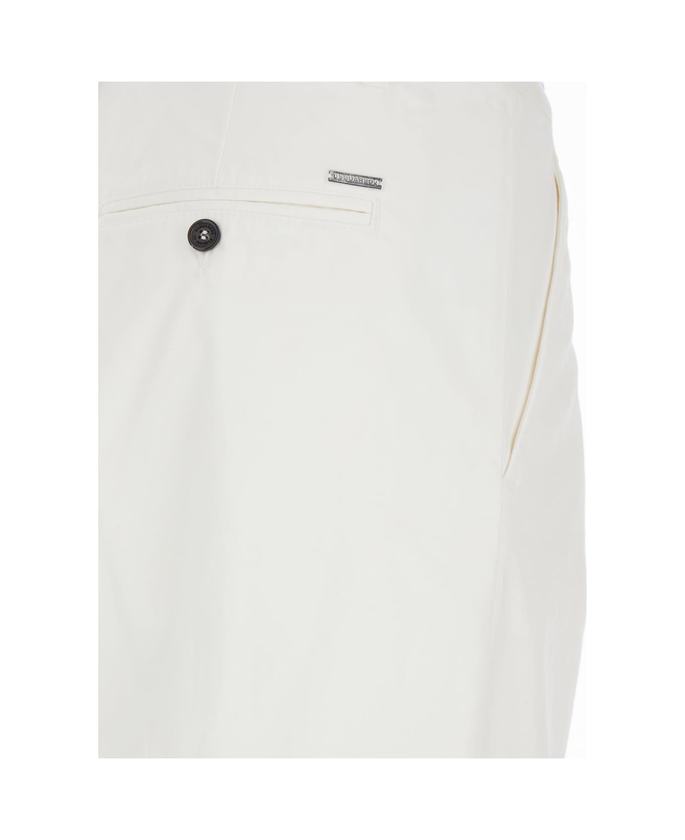 Dsquared2 White Five-pocket Pants With Logo Patch On The Back In Cotton Man - White