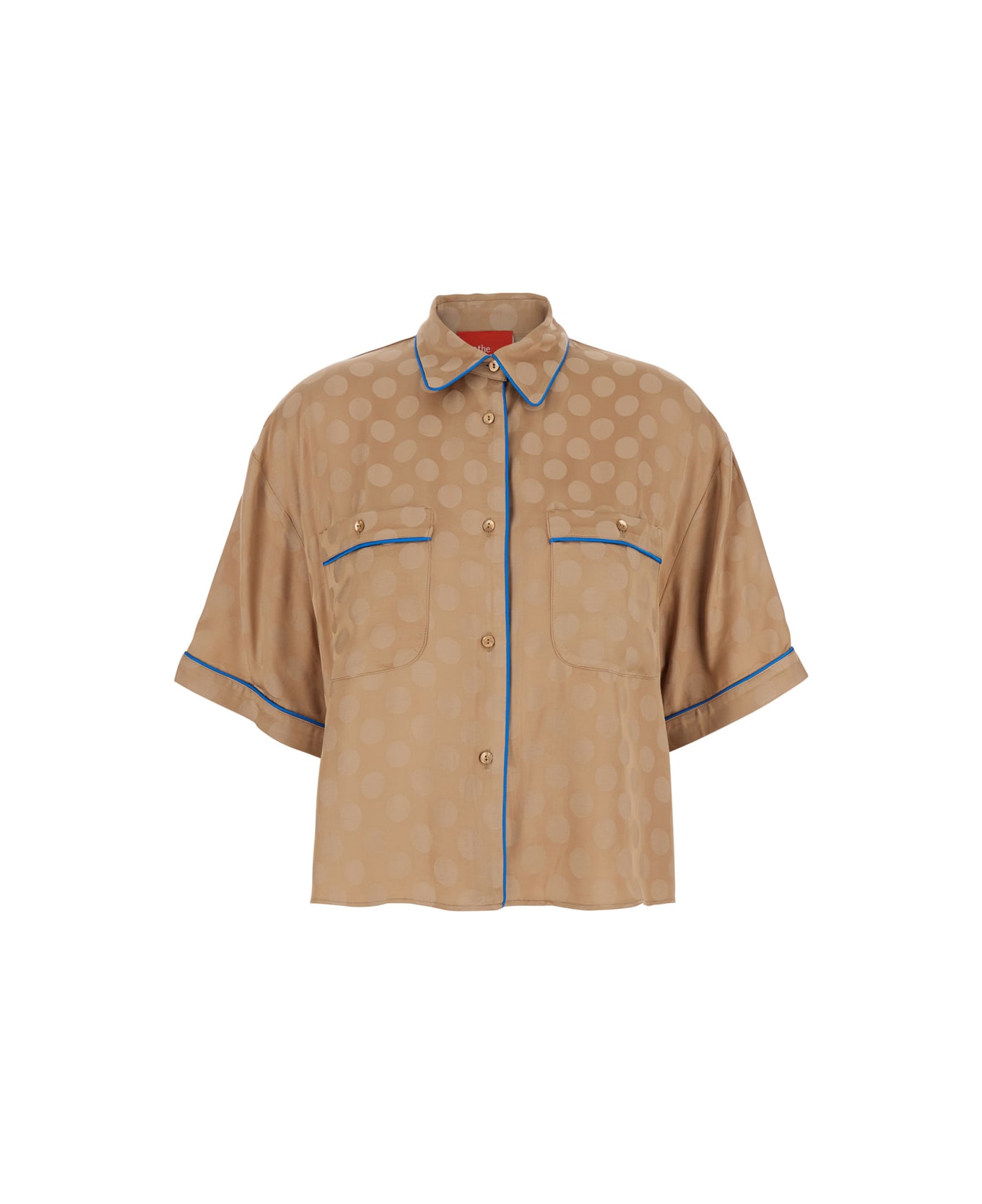 Merci Brown Jacket With Contrasting Trim And All-over Polka Dot Motif In Viscose Blend Woman - Brown