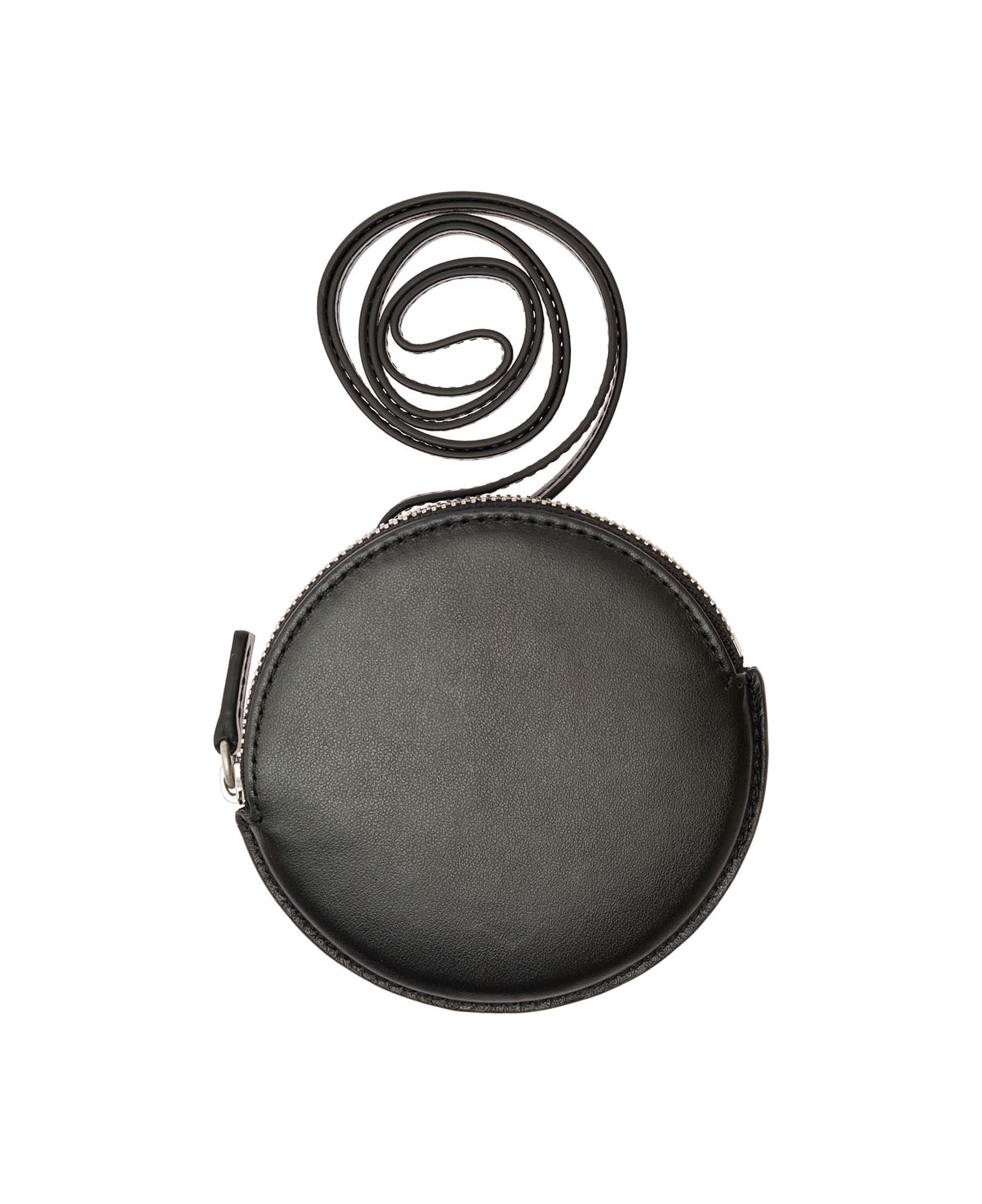 Jacquemus 'le Pitchou' Circular Pouch Bag In Leather Man - Black