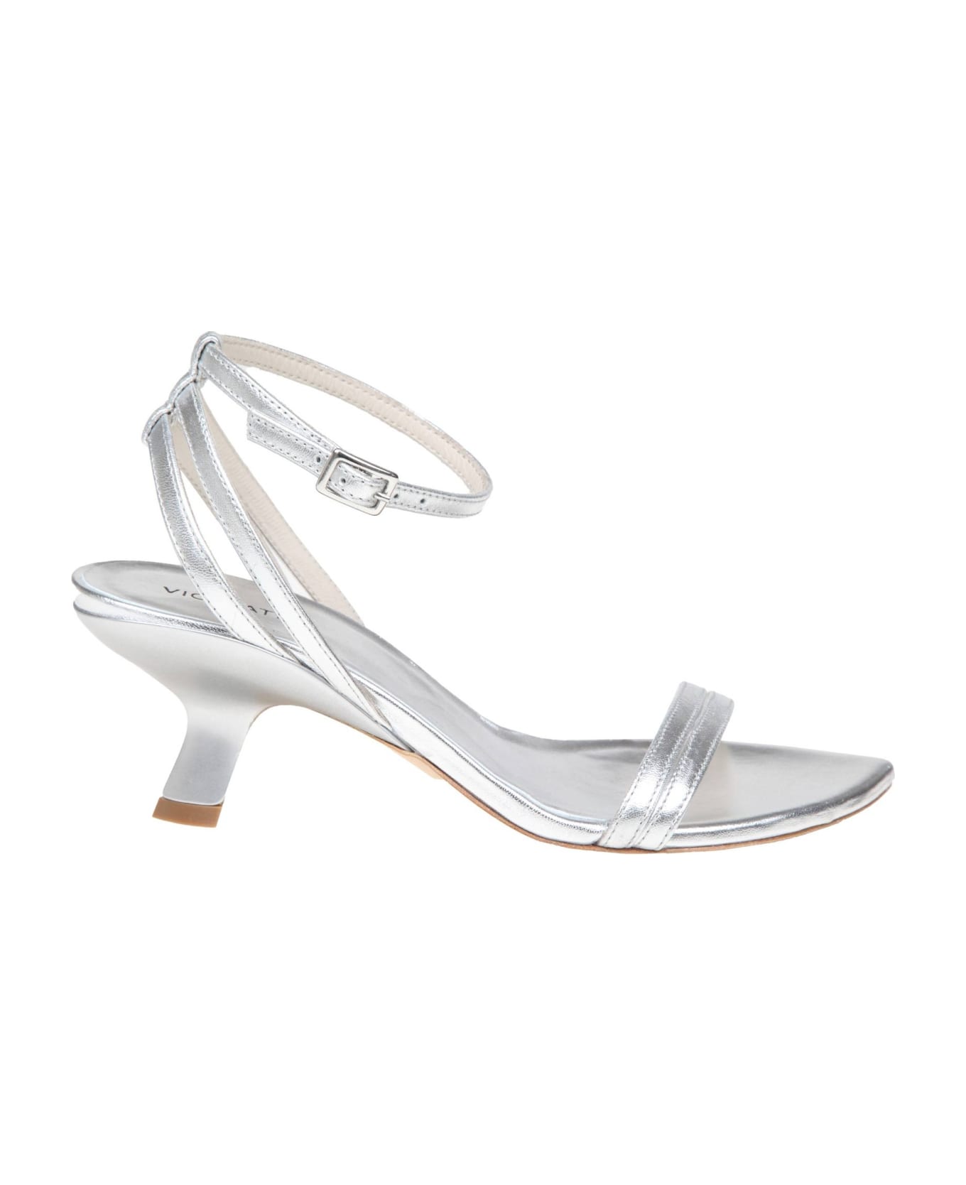 Vic Matié ' Sandal In Silver Color Laminated Leather - SILVER