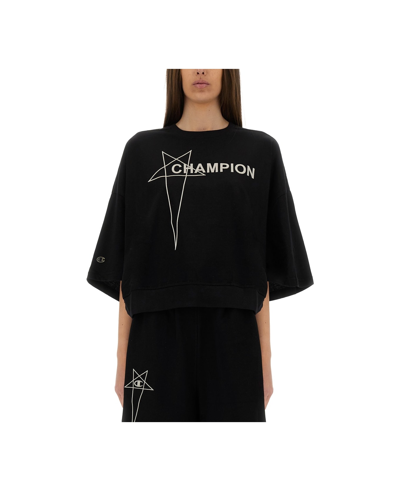 Rick Owens x Champion Cropped "tommy T" T-shirt - BLACK