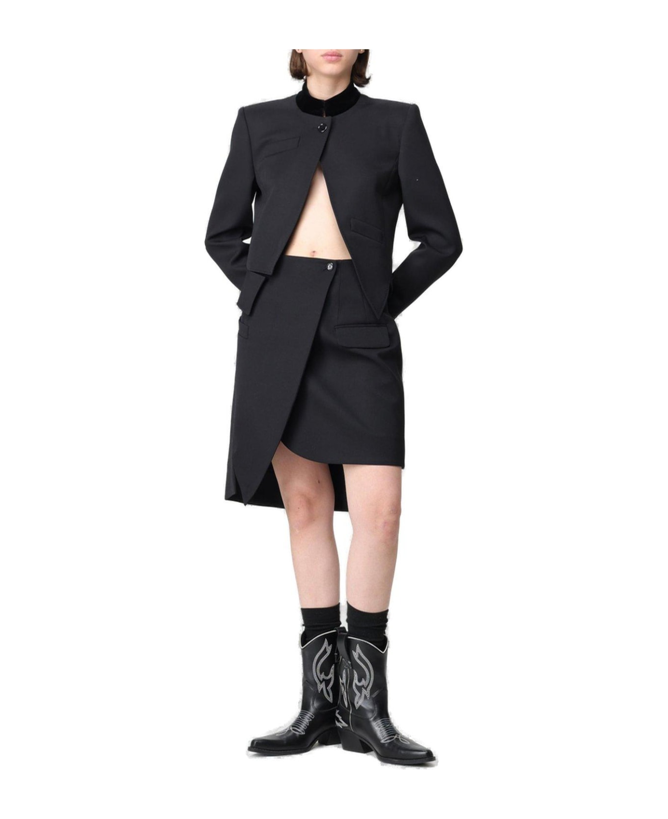 Moschino Asymmetric Wrap Designed Mini Skirt Moschino - BLACK スカート