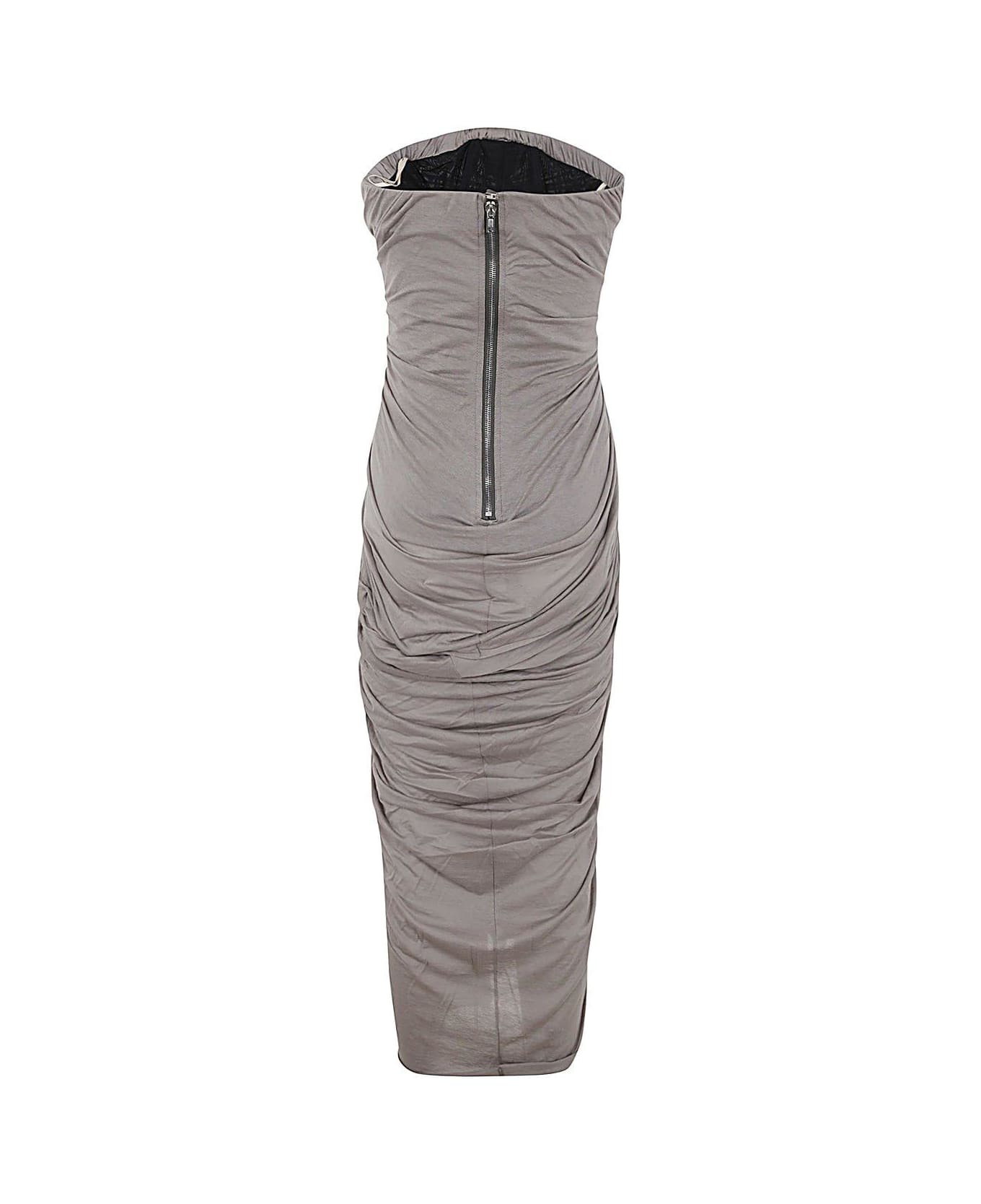 Rick Owens Radiance Ruched Strapless Bustier Dress - Dust