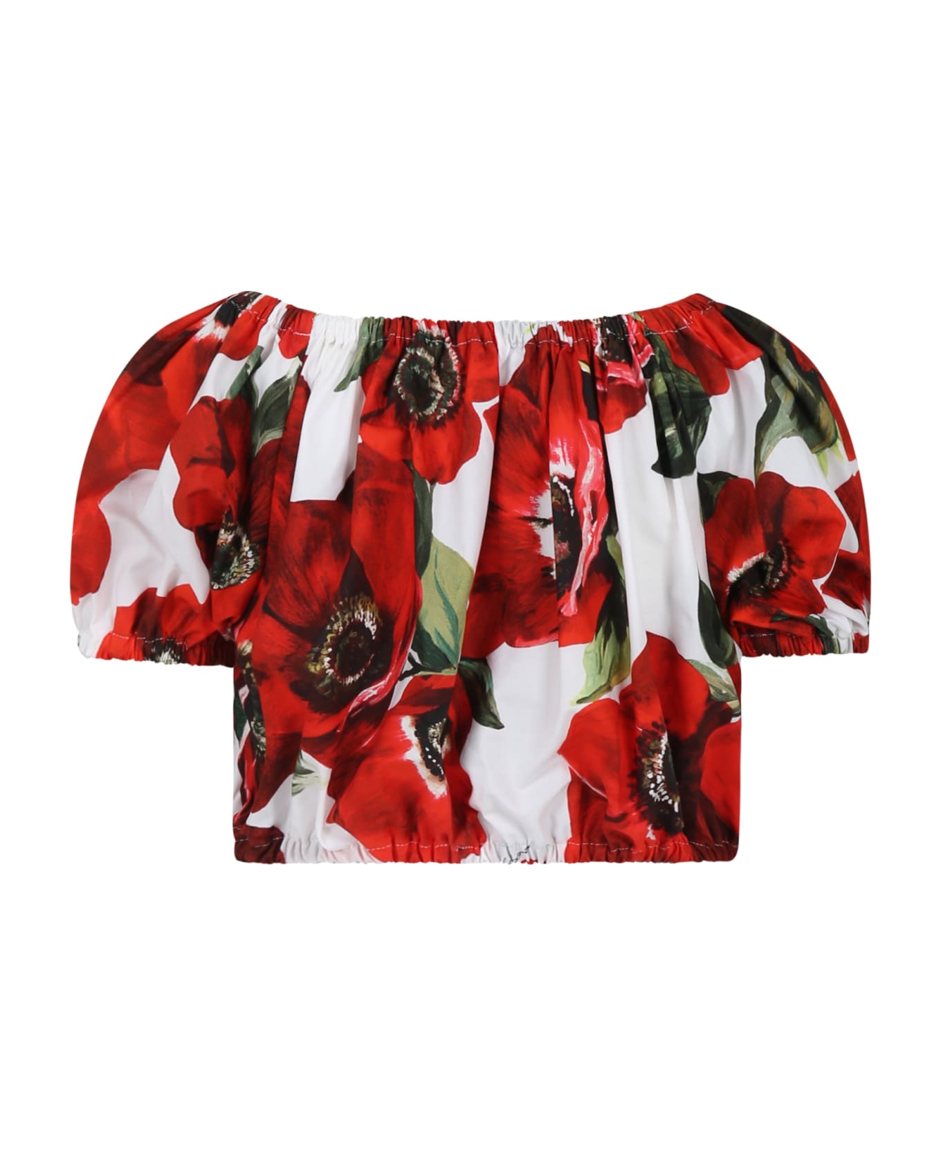 Dolce & Gabbana Red Top For Girl With Poppies Print - Red