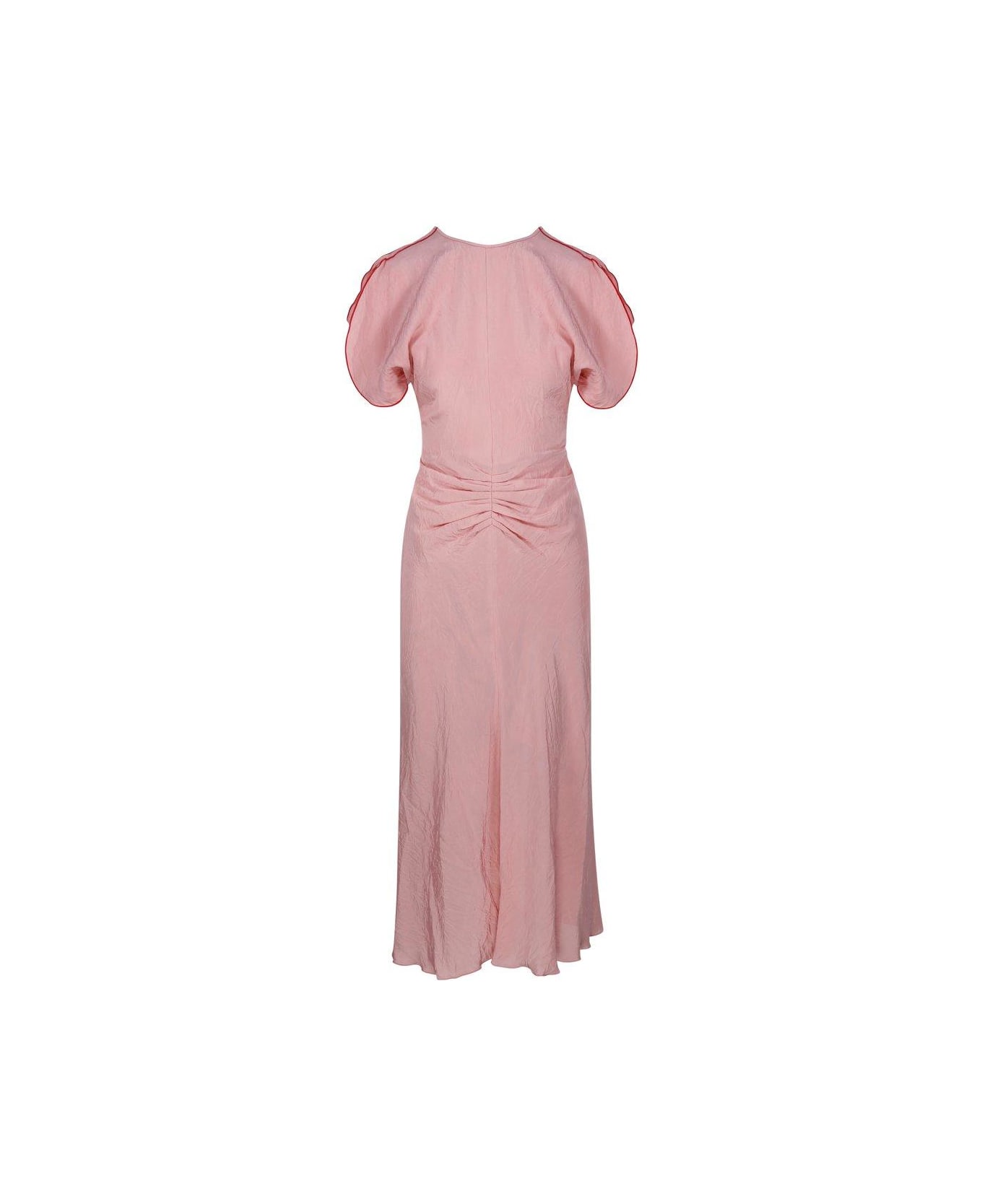 Victoria Beckham Rond-neck Gathered Midi Dress - Pink ワンピース＆ドレス