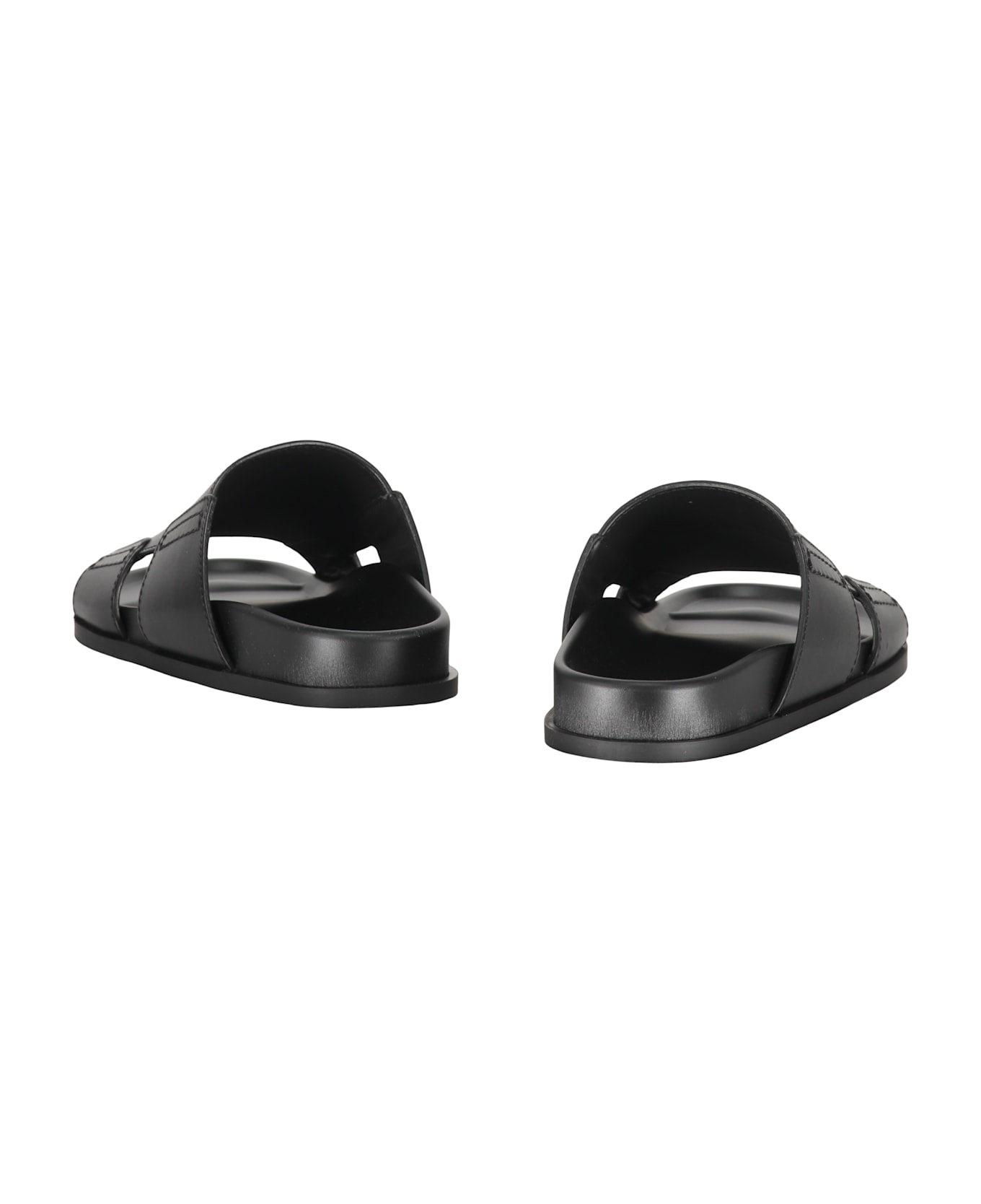 Valentino Garavani Leather Slides With Logo - black
