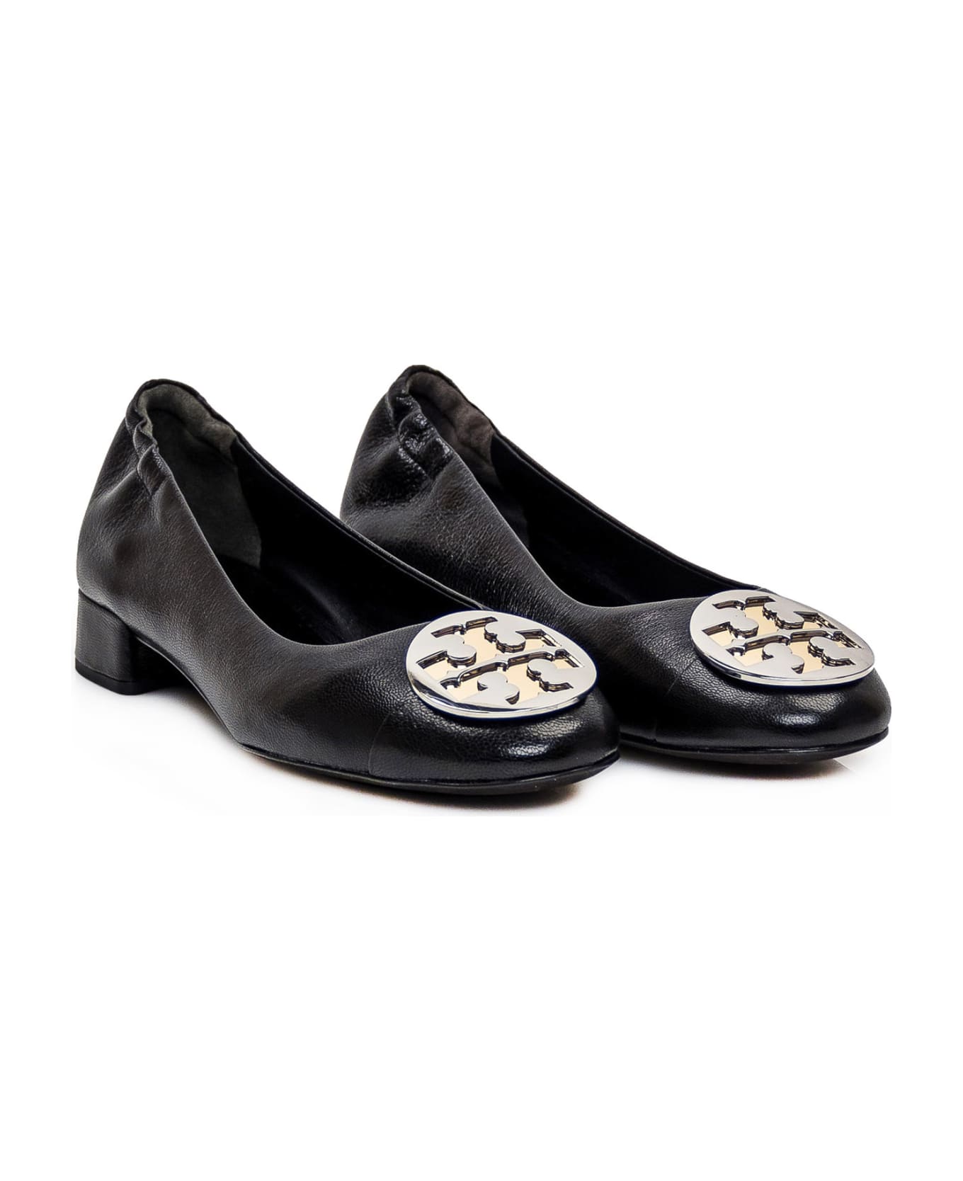 Tory Burch Claire Heel Ballet - PERFECT BLACK/GOLD/SILVER