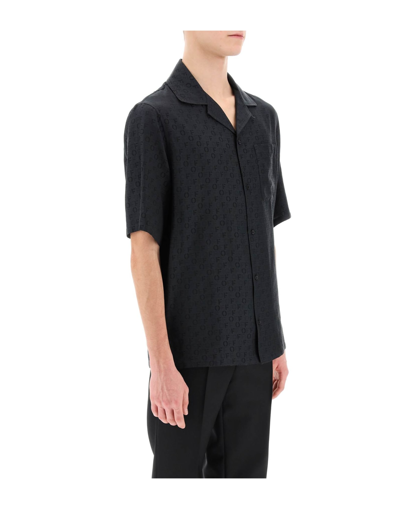Off-White Holiday Bowling Shirt With Off Pattern - Black No Color シャツ