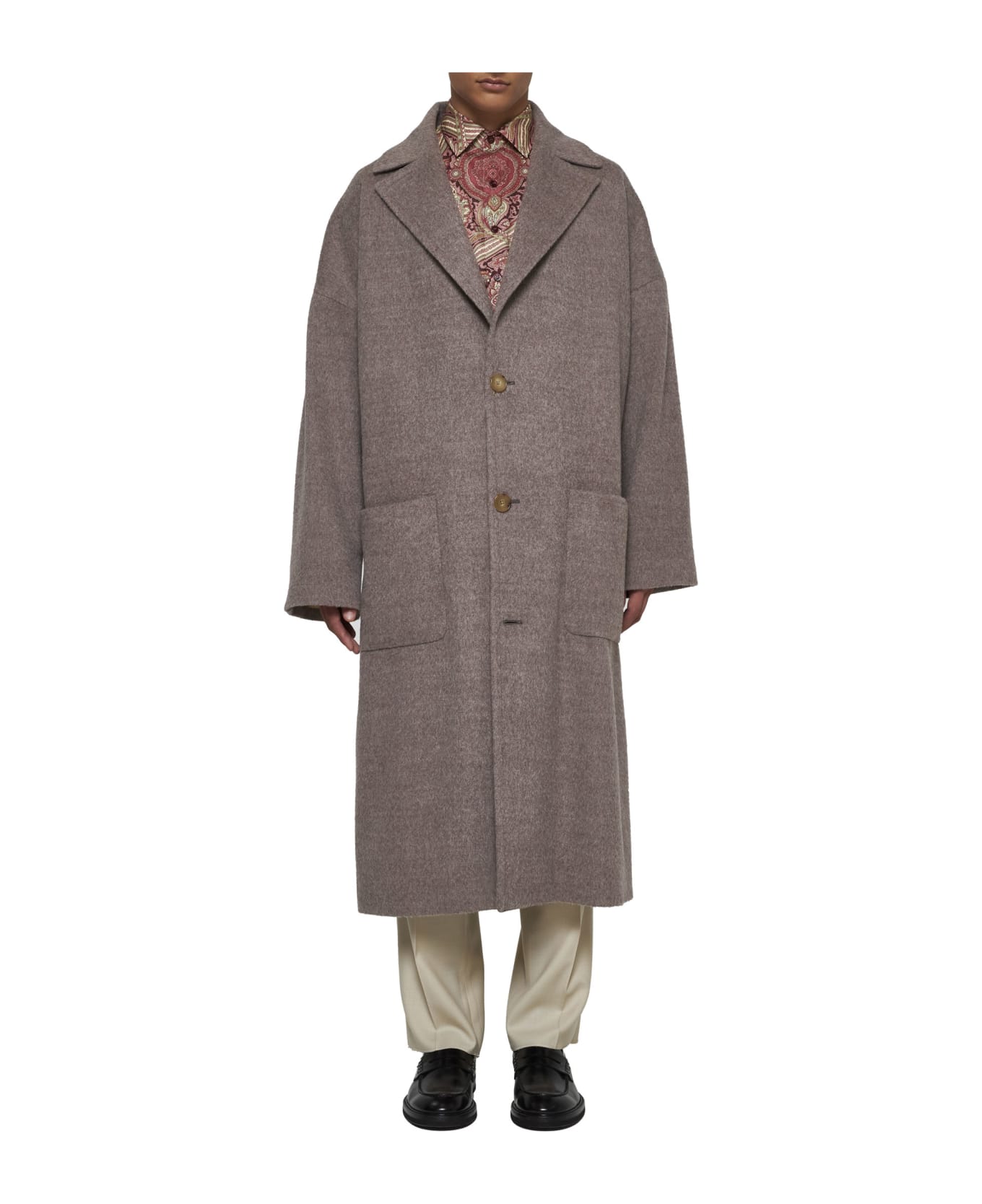 Etro Single-breasted Wool Coat - Dove Grey
