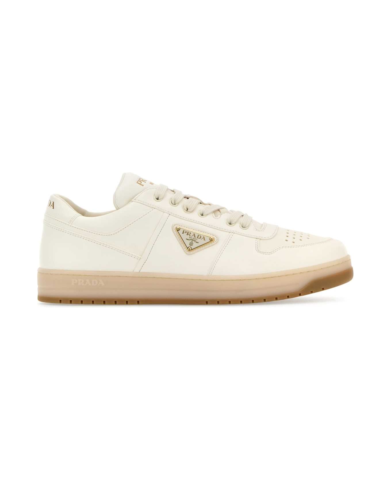 Prada Ivory Nappa Leather Downtown Sneakers - AVORIO